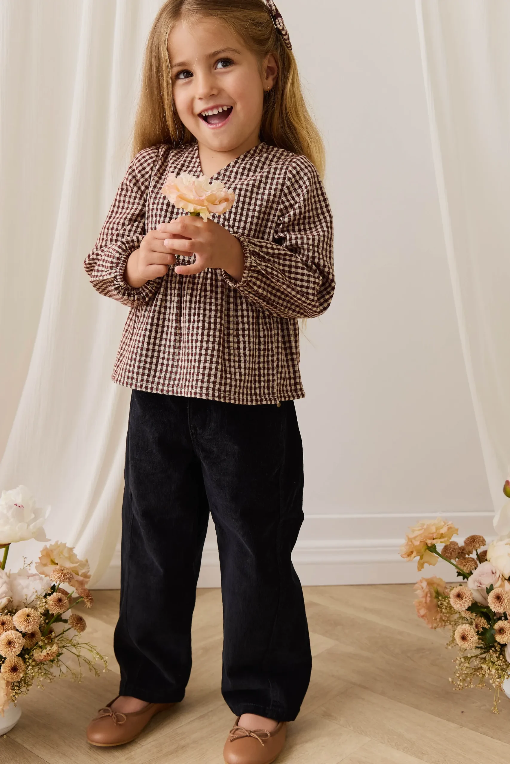 Organic Cotton Imani Blouse - Cinnamon Gingham
