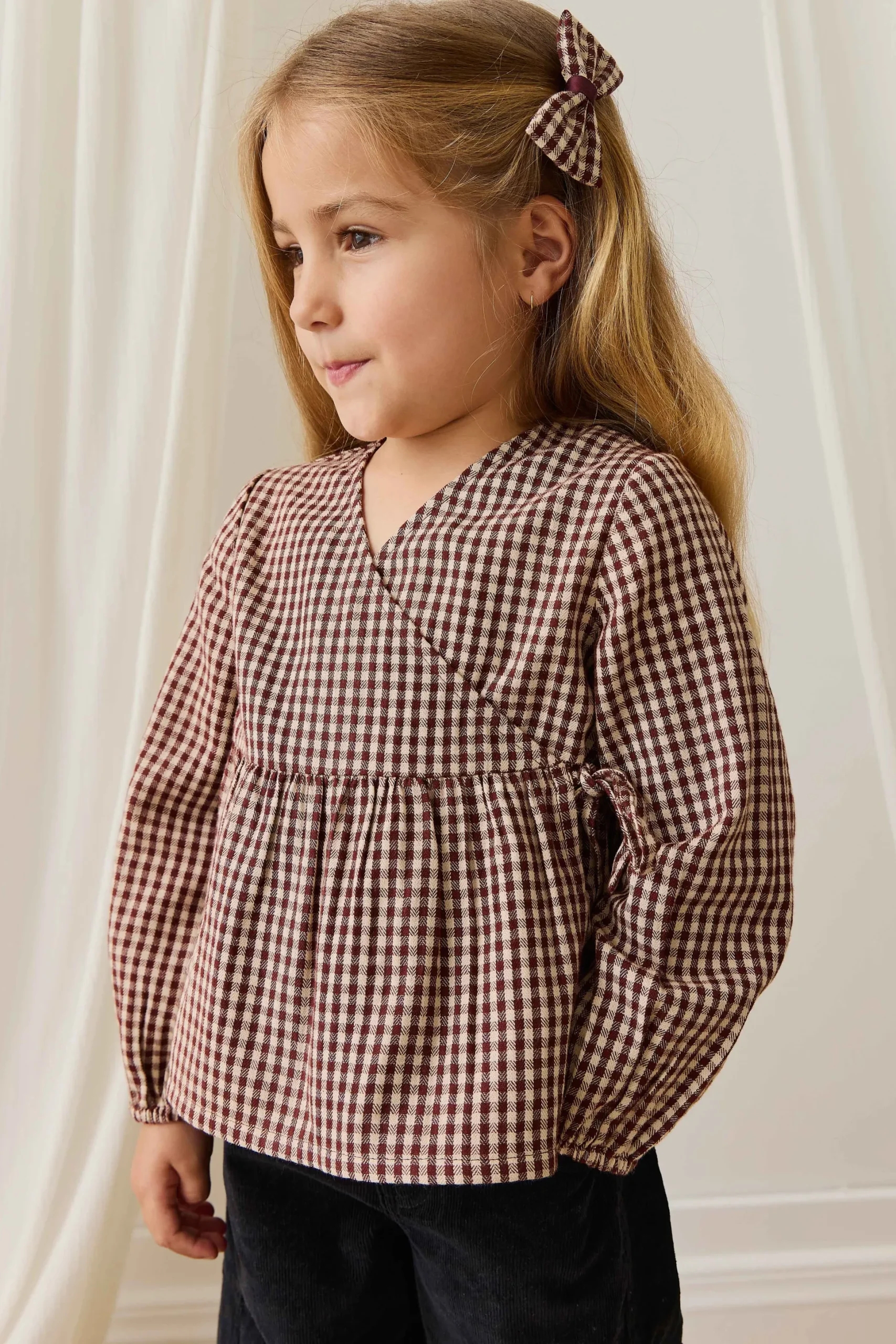 Organic Cotton Imani Blouse - Cinnamon Gingham