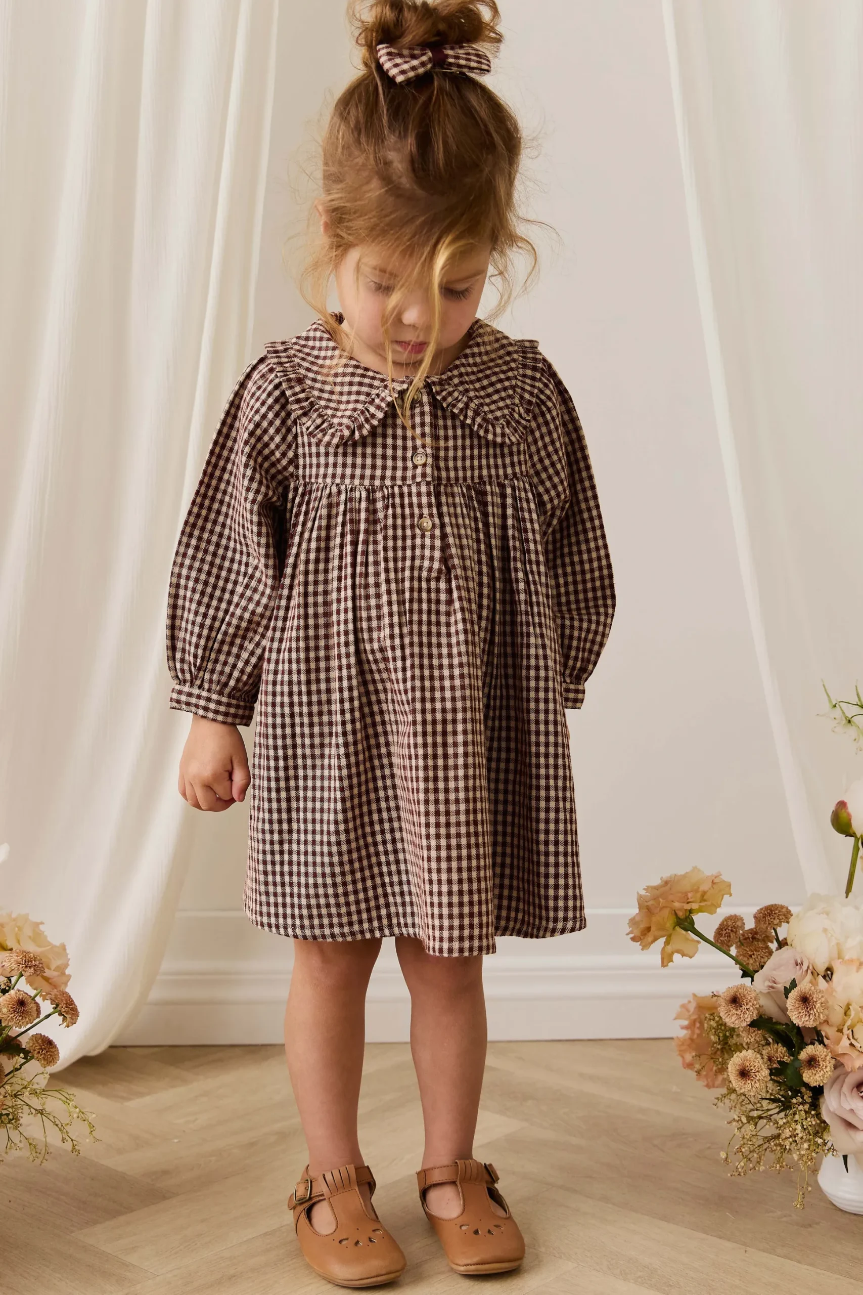 Organic Cotton Ira Dress - Cinnamon Gingham