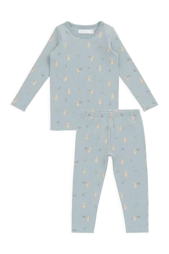 Organic Cotton Jarrah Long Sleeve Pyjama Set-Lapin Jardin Blue