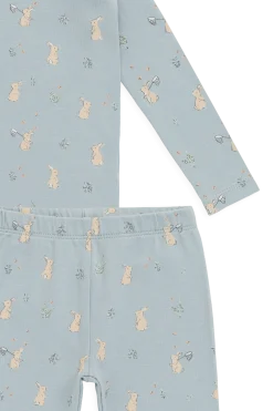 Organic Cotton Jarrah Long Sleeve Pyjama Set-Lapin Jardin Blue