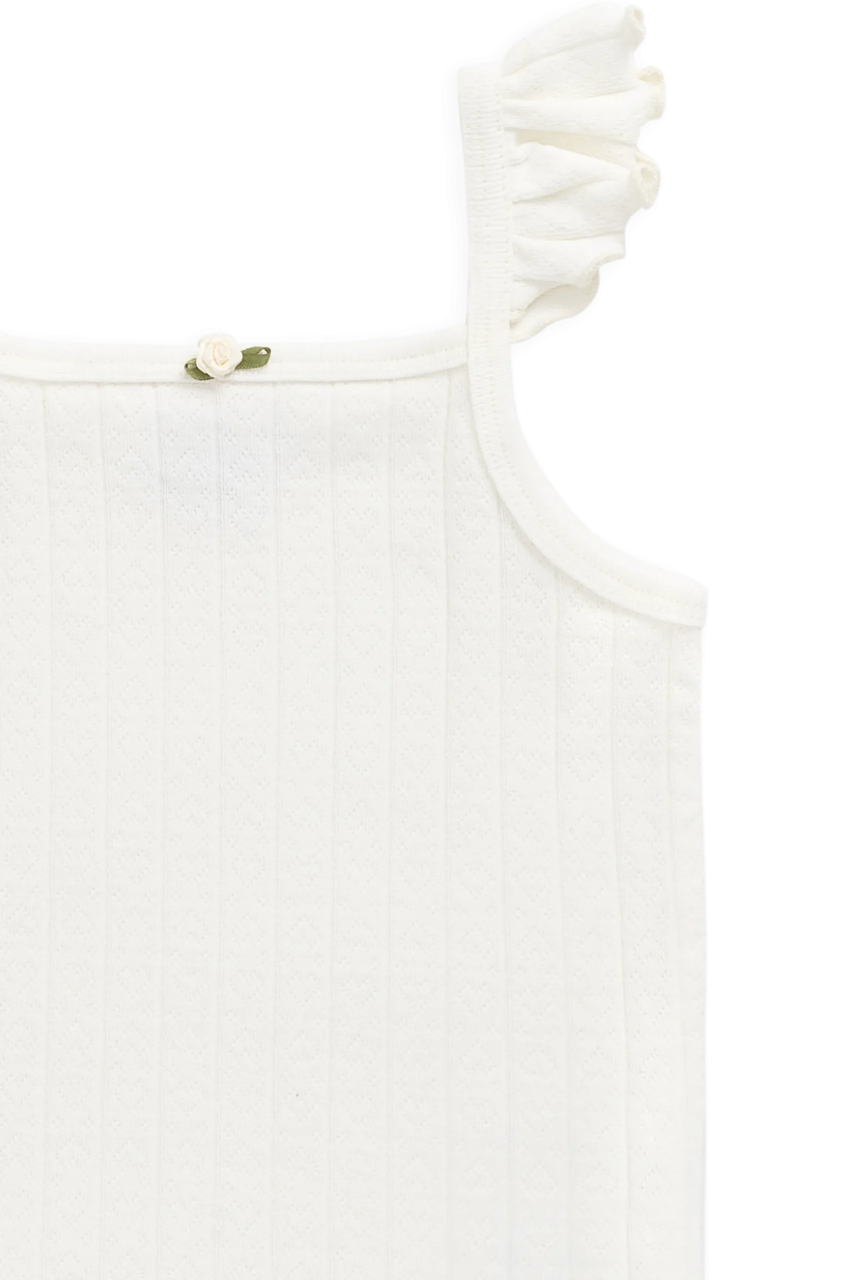 Organic Cotton Josephine Singlet - Sweet Heart Pointelle Parchment