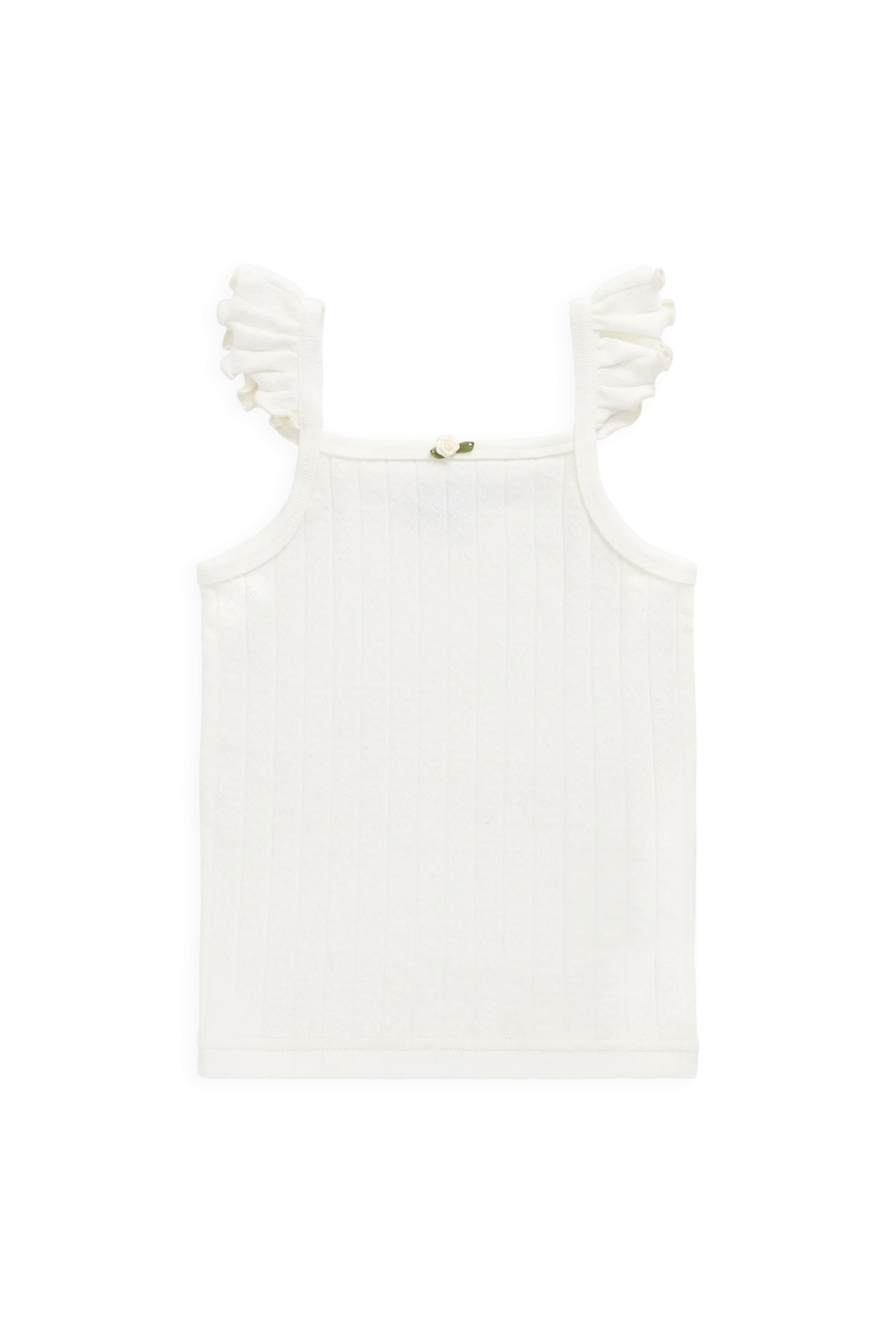 Organic Cotton Josephine Singlet - Sweet Heart Pointelle Parchment