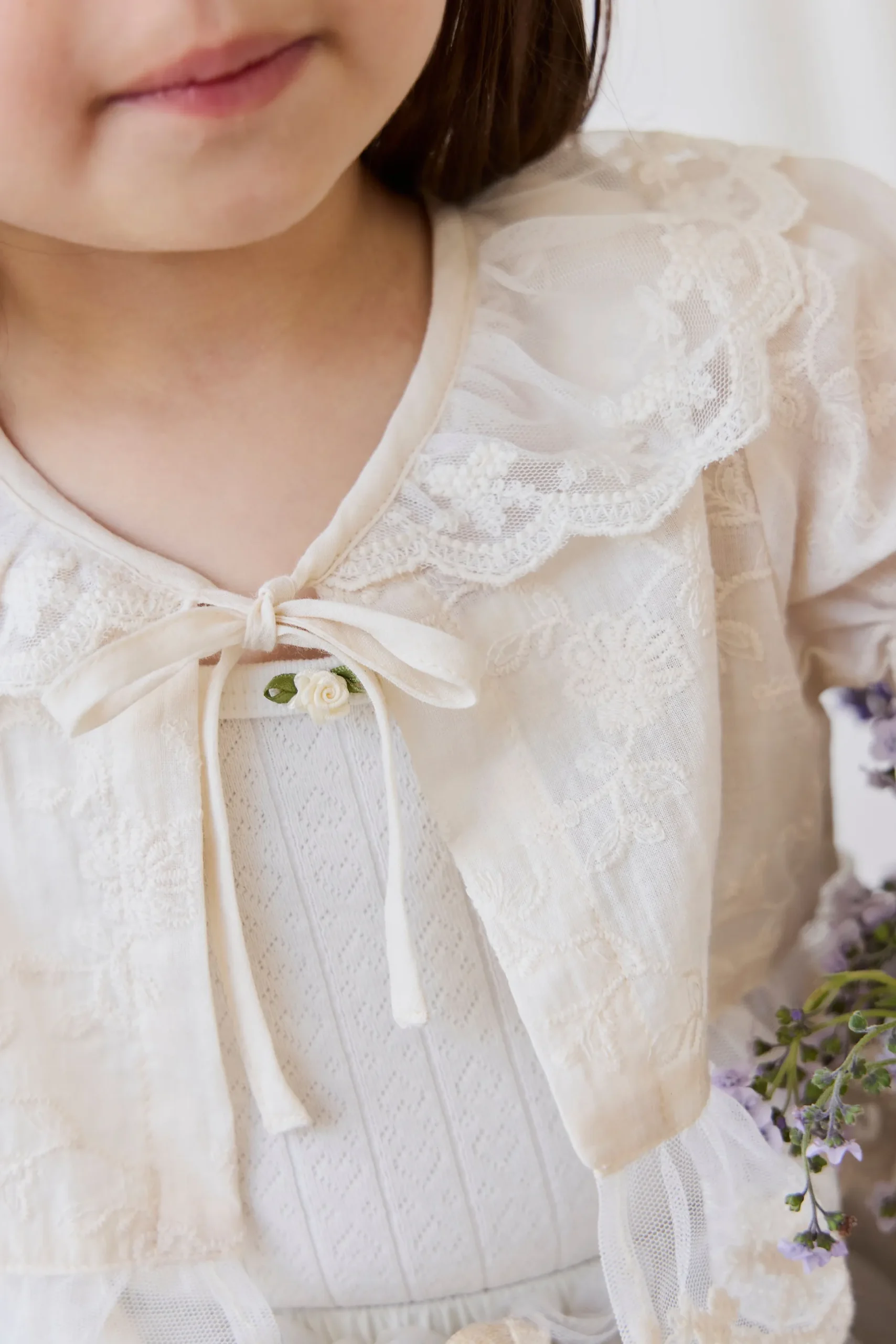 Organic Cotton Josephine Singlet - Sweet Heart Pointelle Parchment