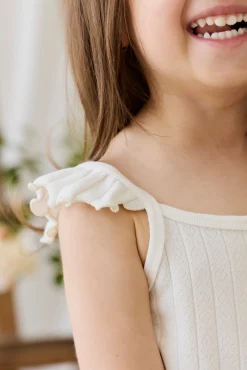 Organic Cotton Josephine Singlet - Sweet Heart Pointelle Parchment