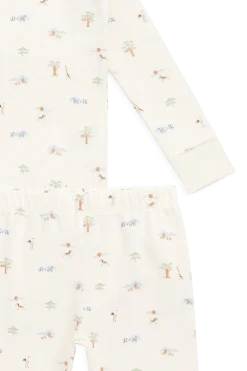 Organic Cotton Jude Long Sleeve Pyjama Set - Savannah Animals Tofu