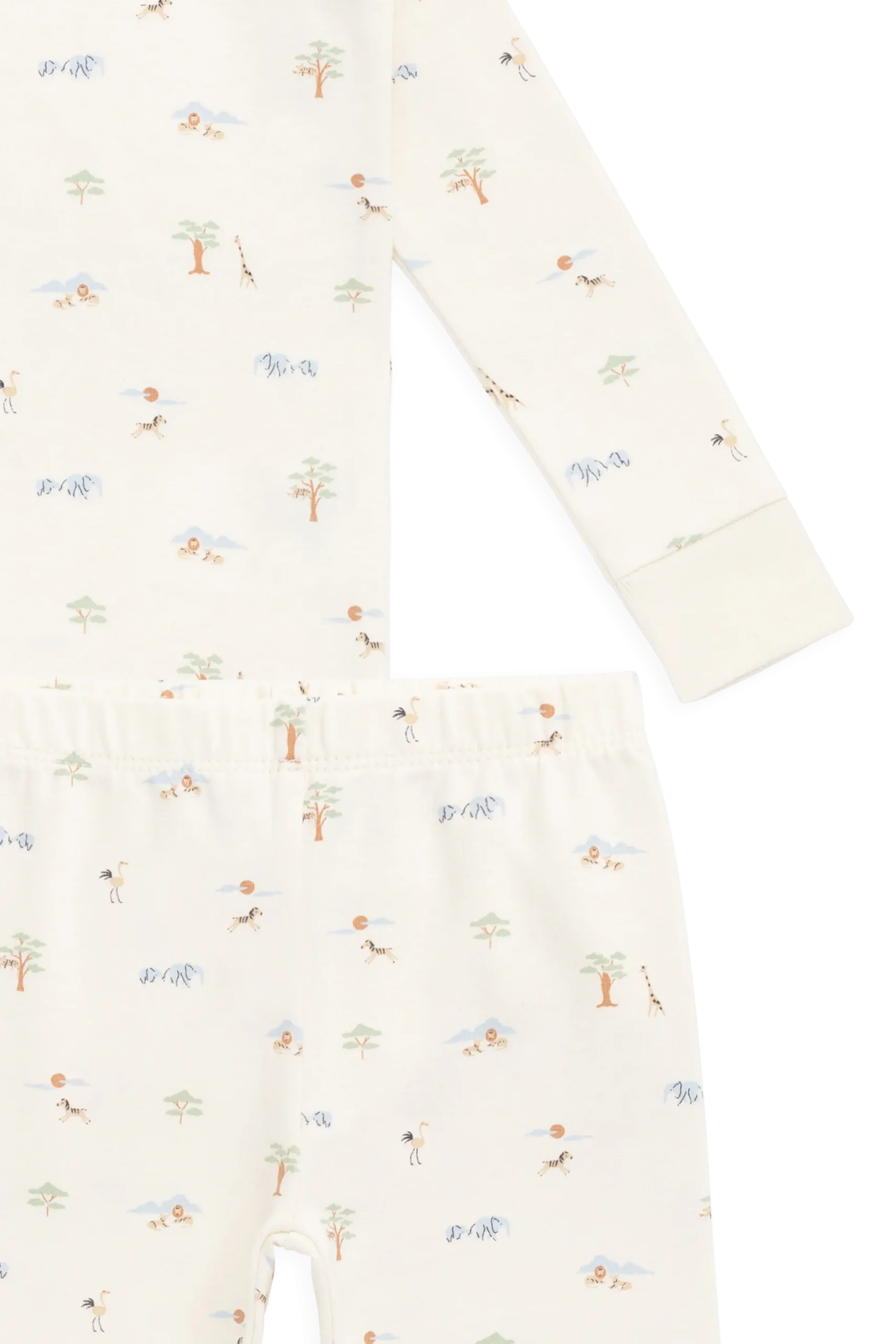 Organic Cotton Jude Long Sleeve Pyjama Set - Savannah Animals Tofu