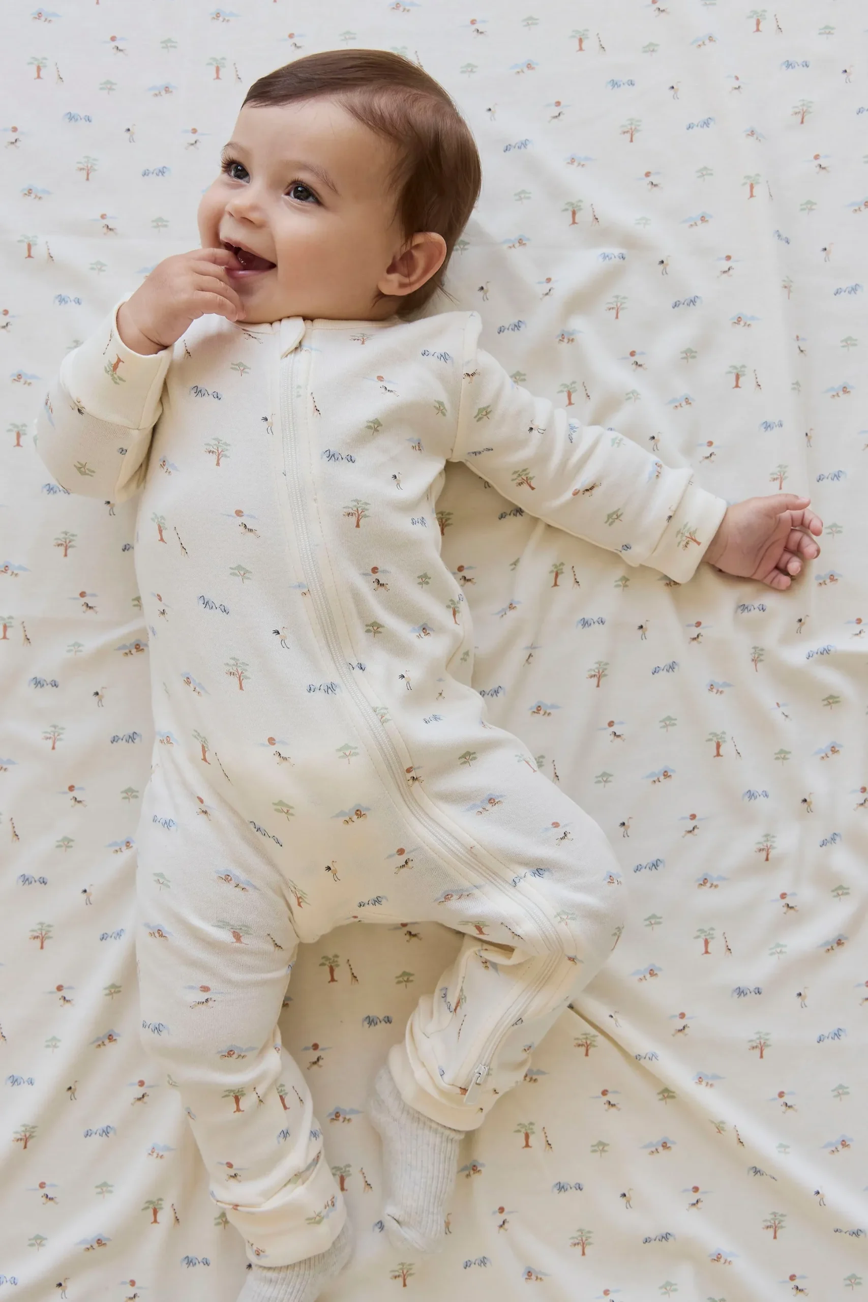 Organic Cotton Jude Onepiece - Savannah Animals Tofu