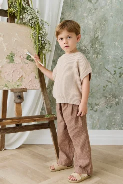 Organic Cotton Kenji Pant - Double Windowpane Check Oud/Hay