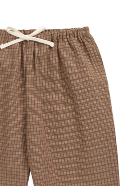 Organic Cotton Kenji Pant - Double Windowpane Check Oud/Hay