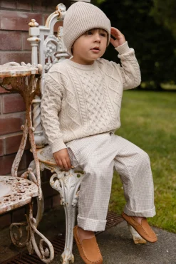 Organic Cotton Kenji Pant-Double Windowpane Check Pecan
