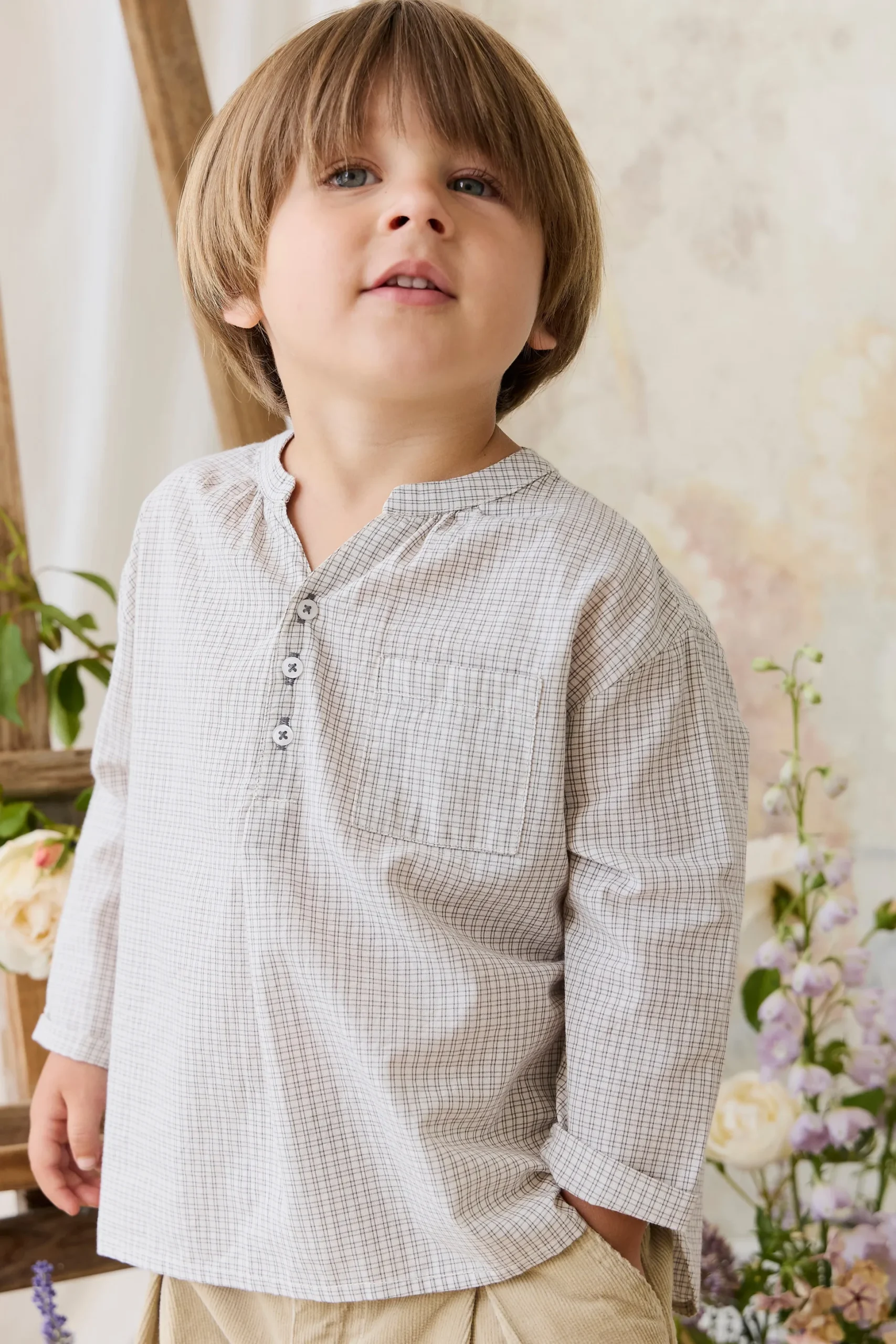 Organic Cotton Kenji Top - Cloud check