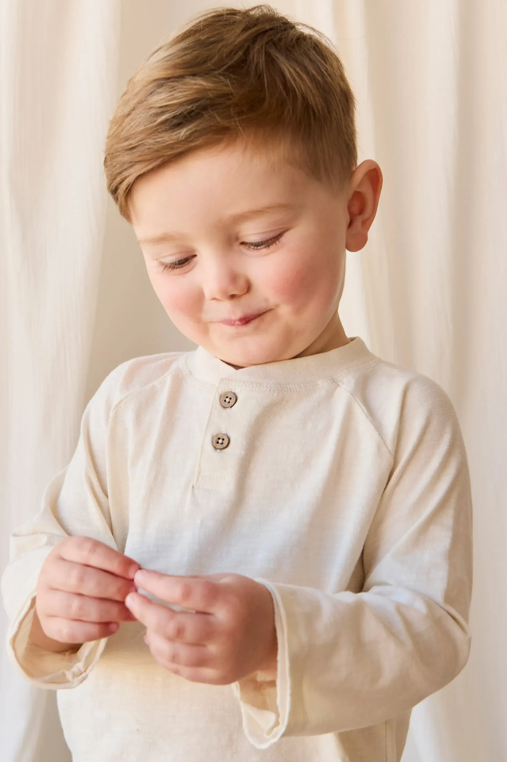 Organic Cotton Lewis Long Sleeve Tee - Parchment