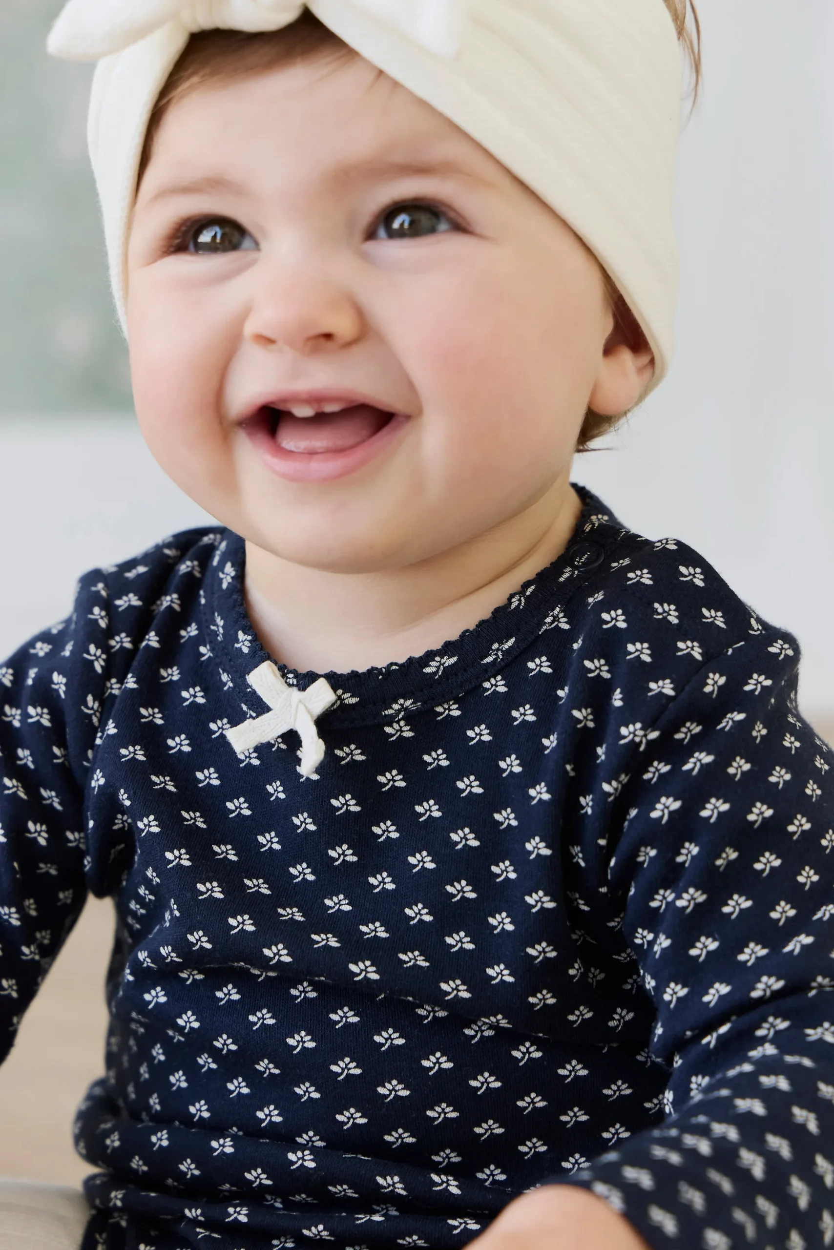 Organic Cotton Long Sleeve Bodysuit - Lisa Petite Indigo