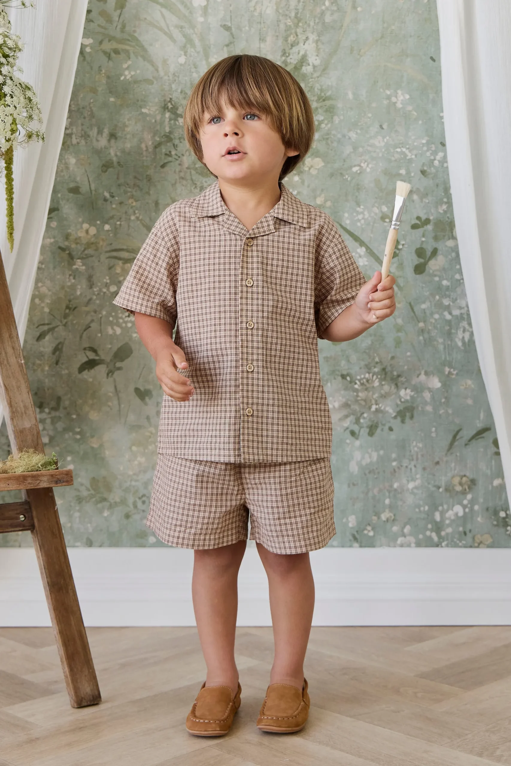 Organic Cotton Louis Short - Cabin Check Cocoa