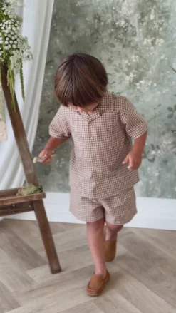 Organic Cotton Louis Short - Cabin Check Cocoa