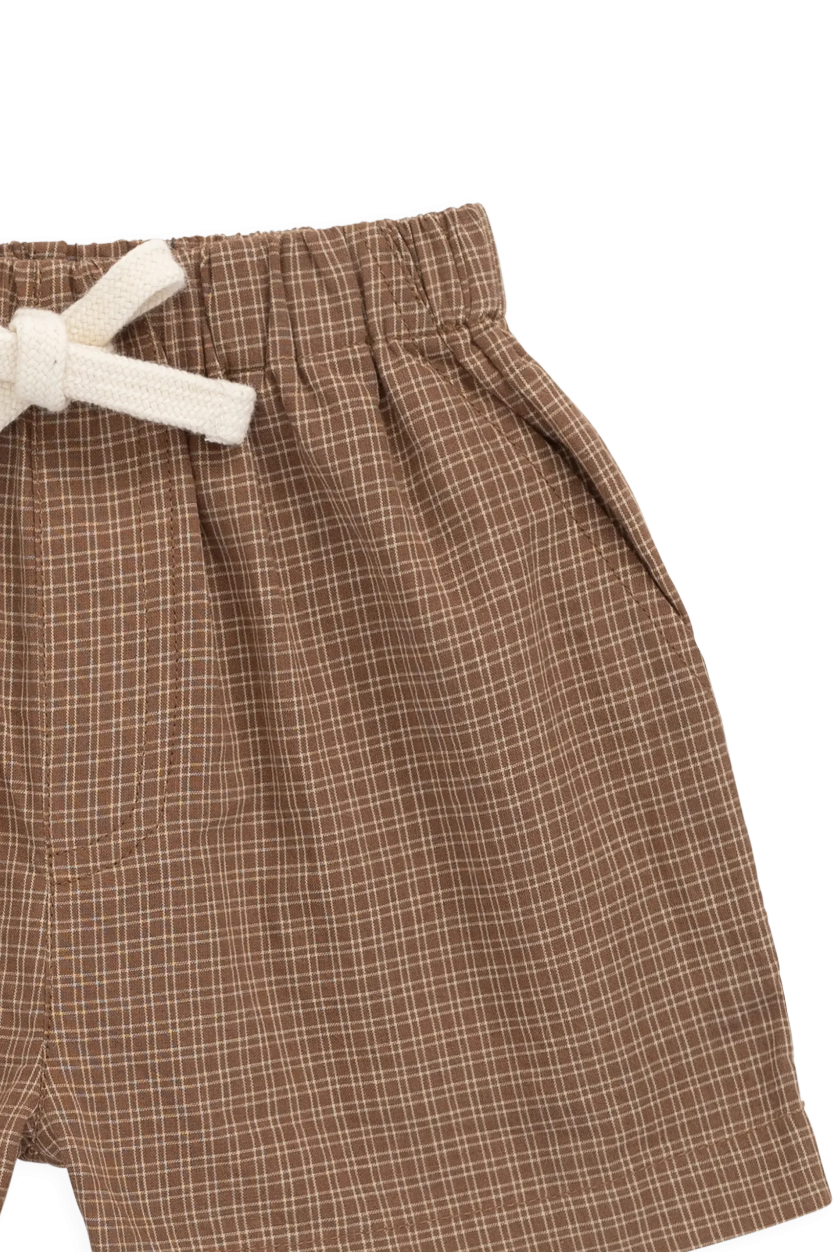 Organic Cotton Louis Short - Double Windowpane Check Oud/Hay