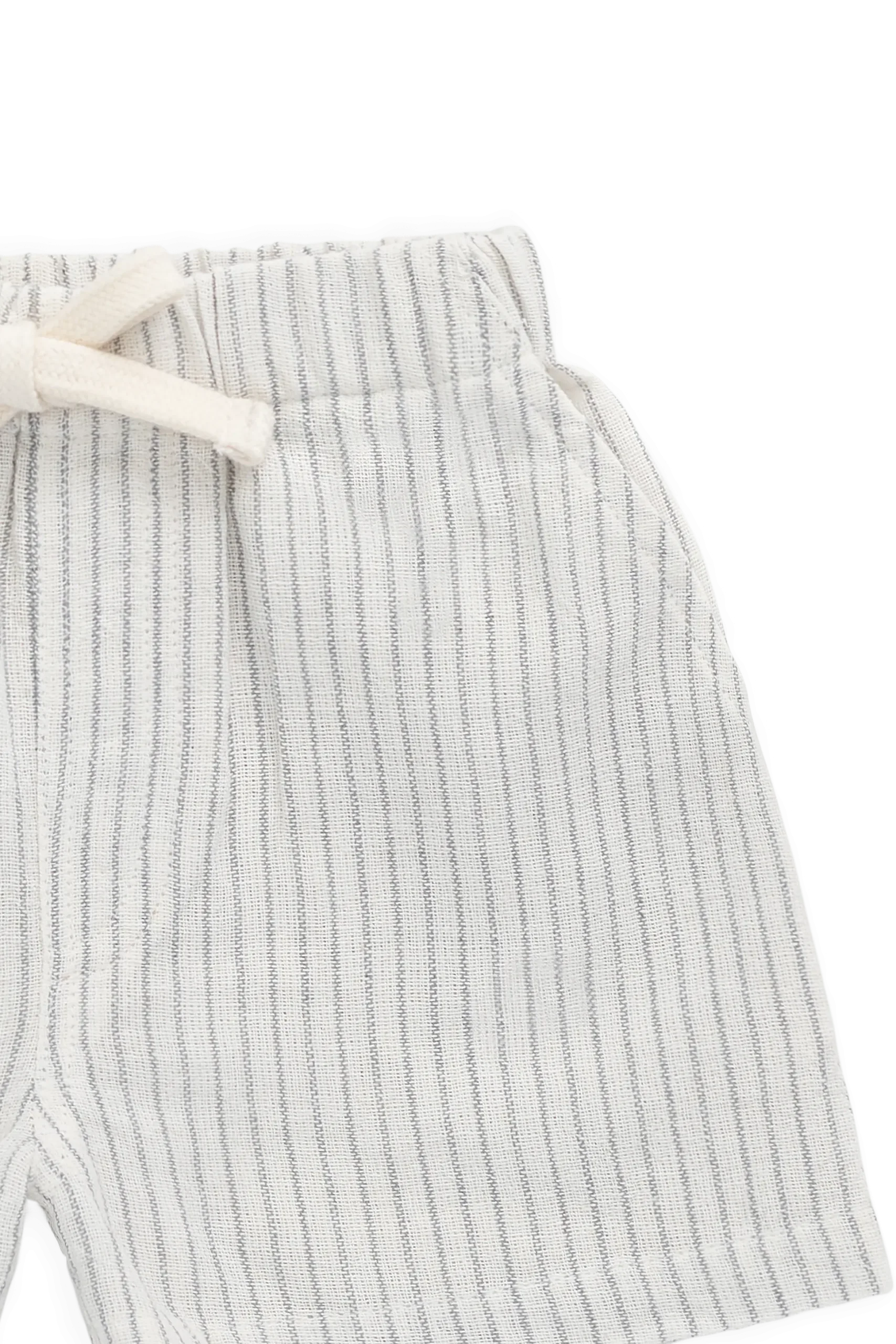 Organic Cotton Louis Short-Mini Pinstripe Parchment / Dawn
