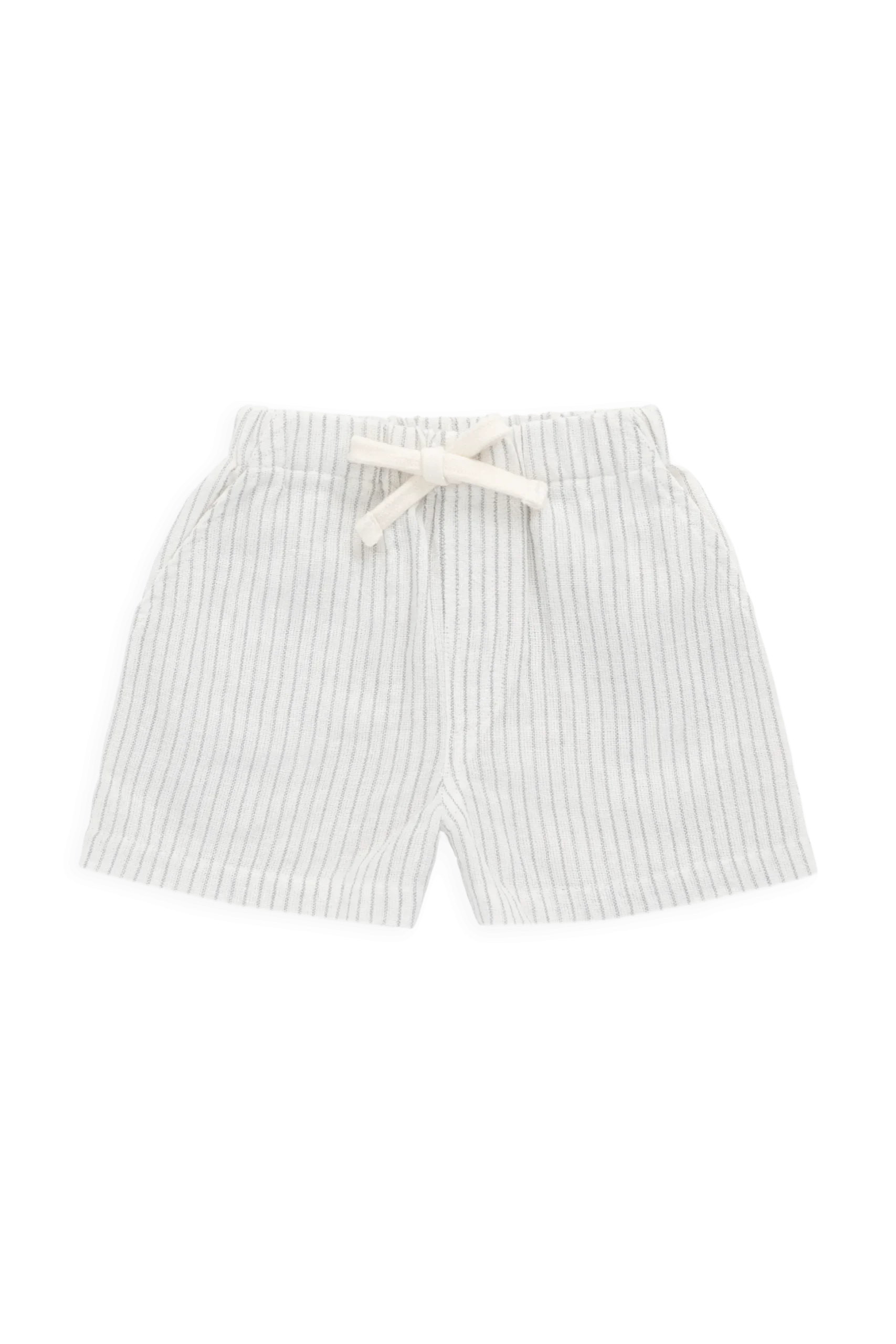 Organic Cotton Louis Short-Mini Pinstripe Parchment / Dawn