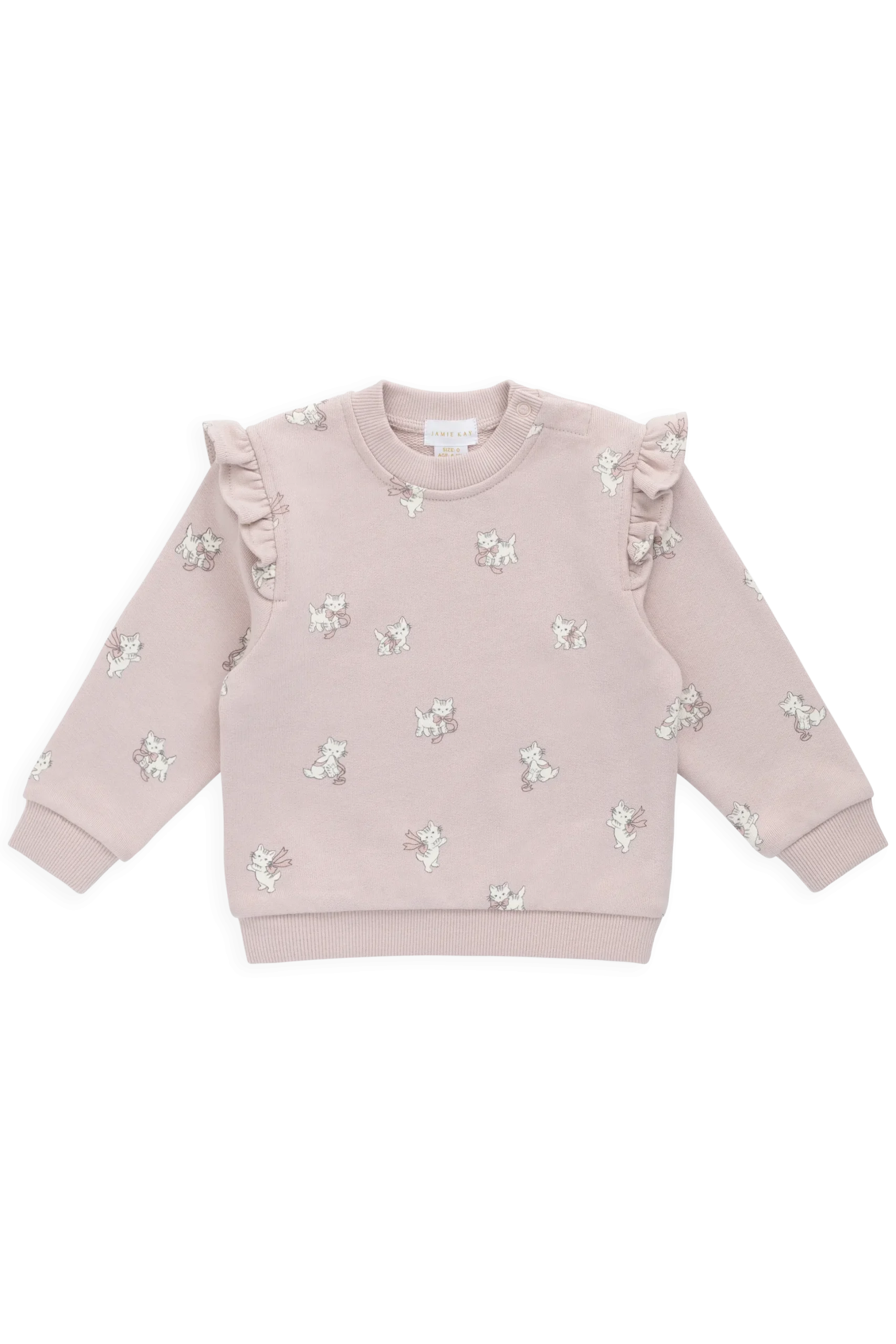 Organic Cotton Maple Sweatshirt-Bow Kitties Mauve