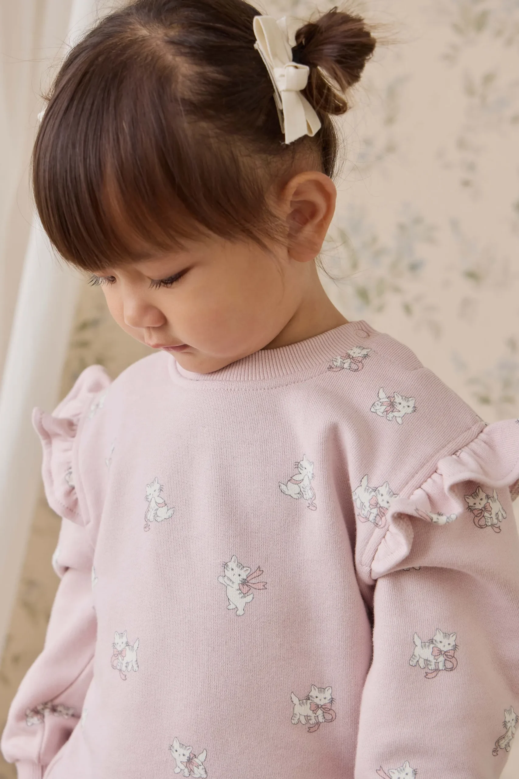 Organic Cotton Maple Sweatshirt-Bow Kitties Mauve