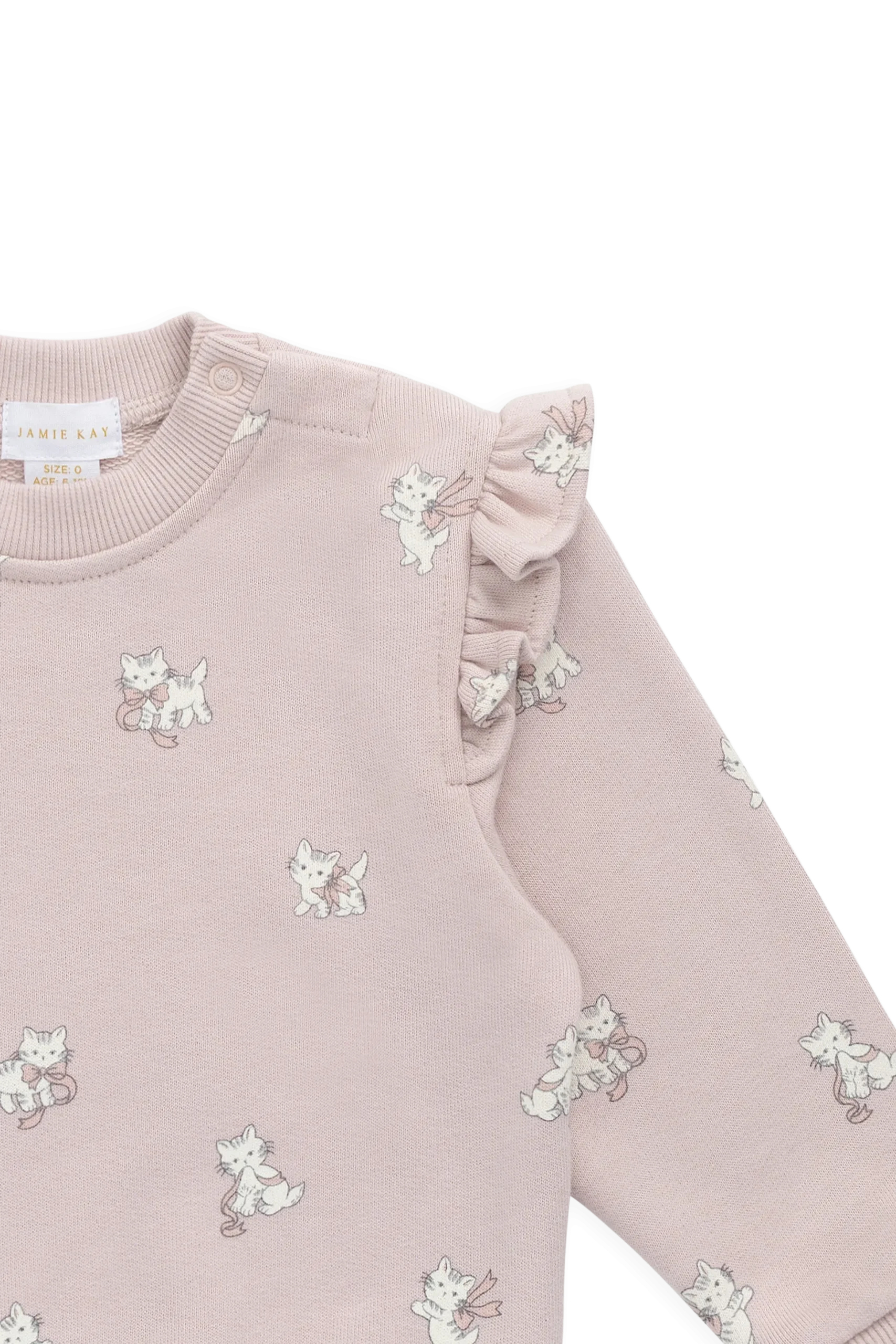 Organic Cotton Maple Sweatshirt-Bow Kitties Mauve
