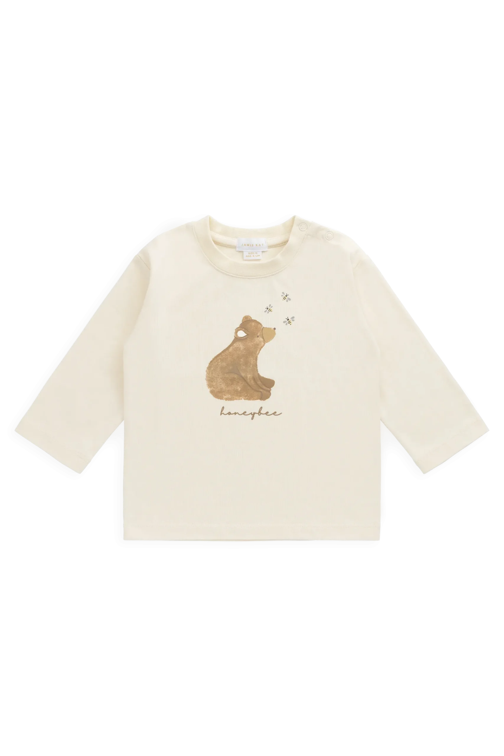 Organic Cotton Marshall Long Sleeve Top - Cloud Honeybee Bear