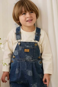Organic Cotton Marshall Long Sleeve Top - Cloud Honeybee Bear