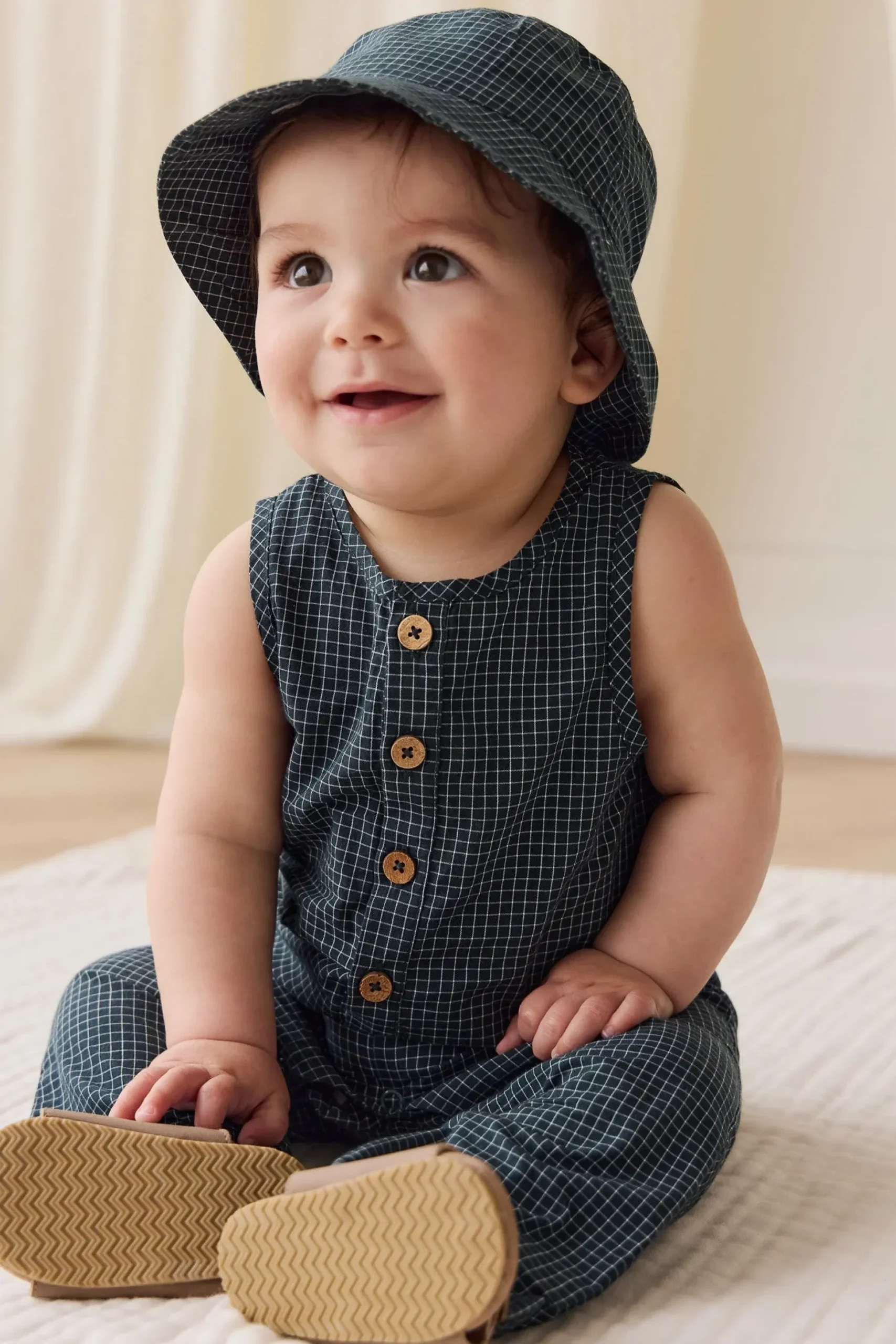 Organic Cotton Milo Jumpsuit - Forest Grid