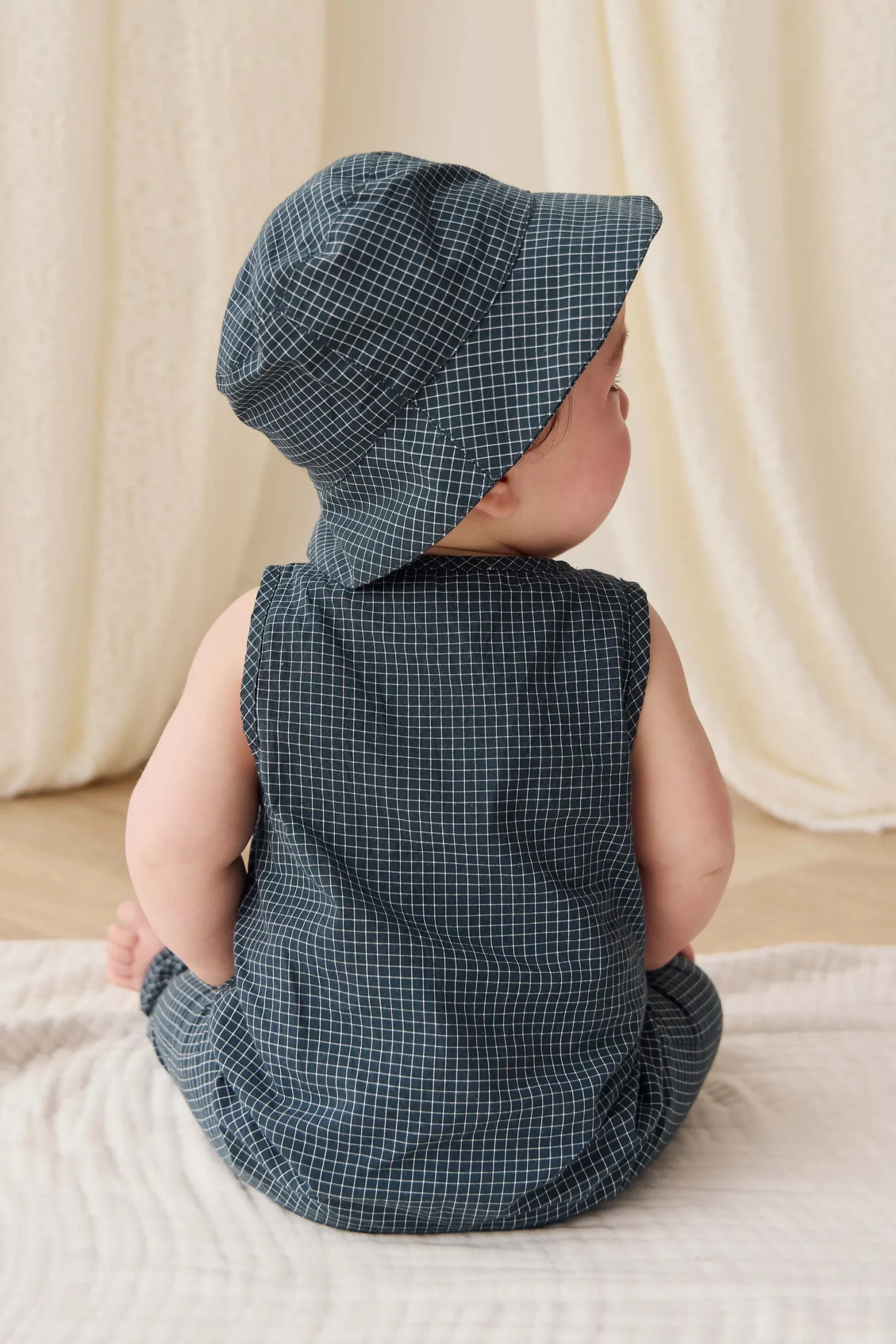 Organic Cotton Milo Jumpsuit - Forest Grid