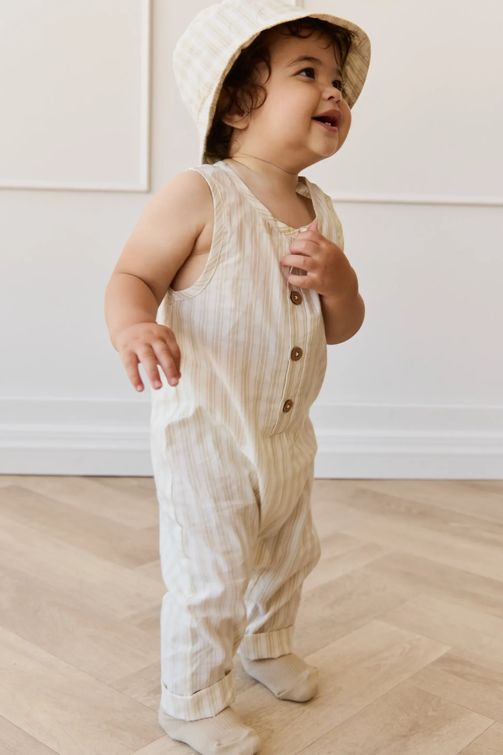 Organic Cotton Milo Jumpsuit - Variegated Stripe Foam