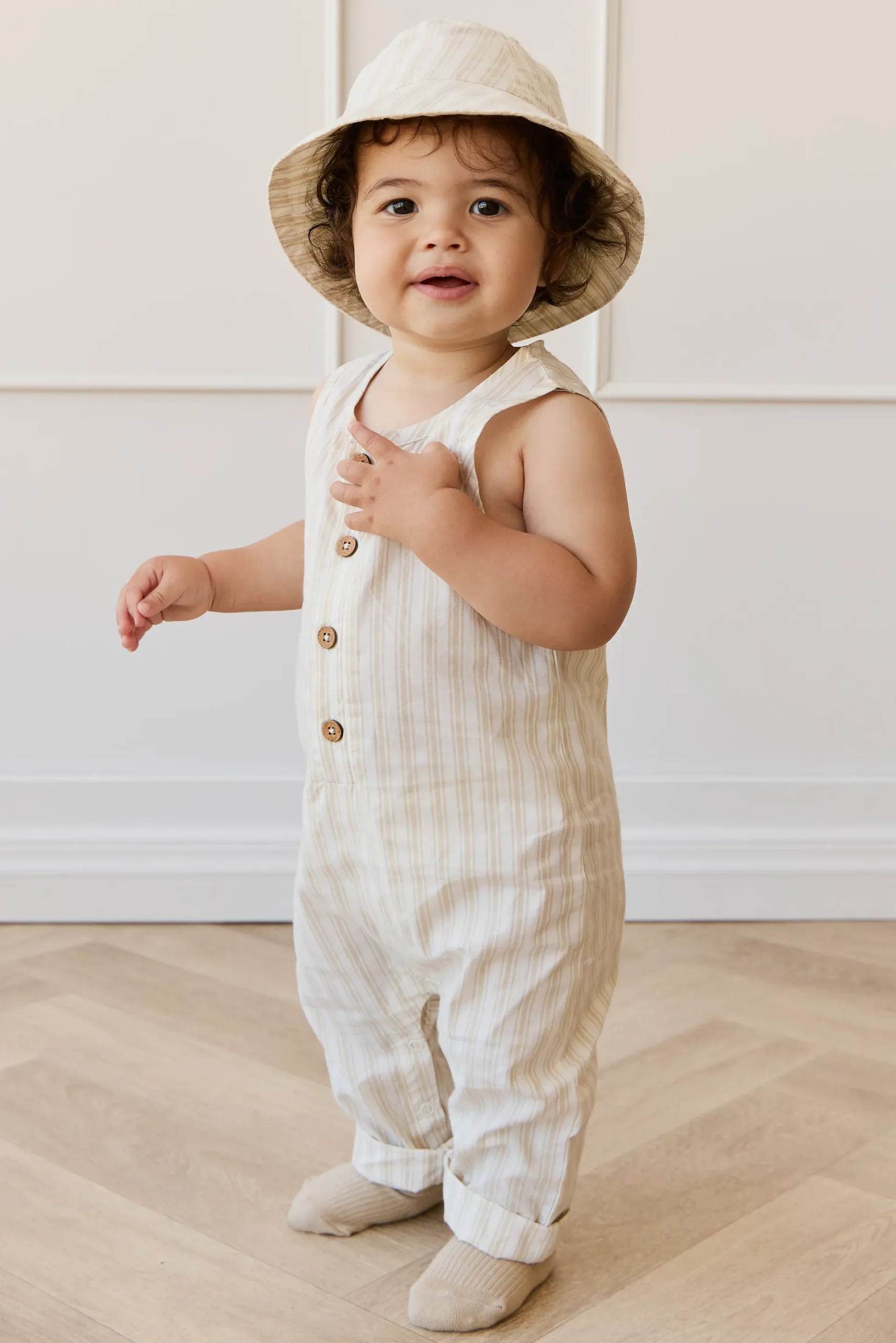 Organic Cotton Milo Jumpsuit - Variegated Stripe Foam