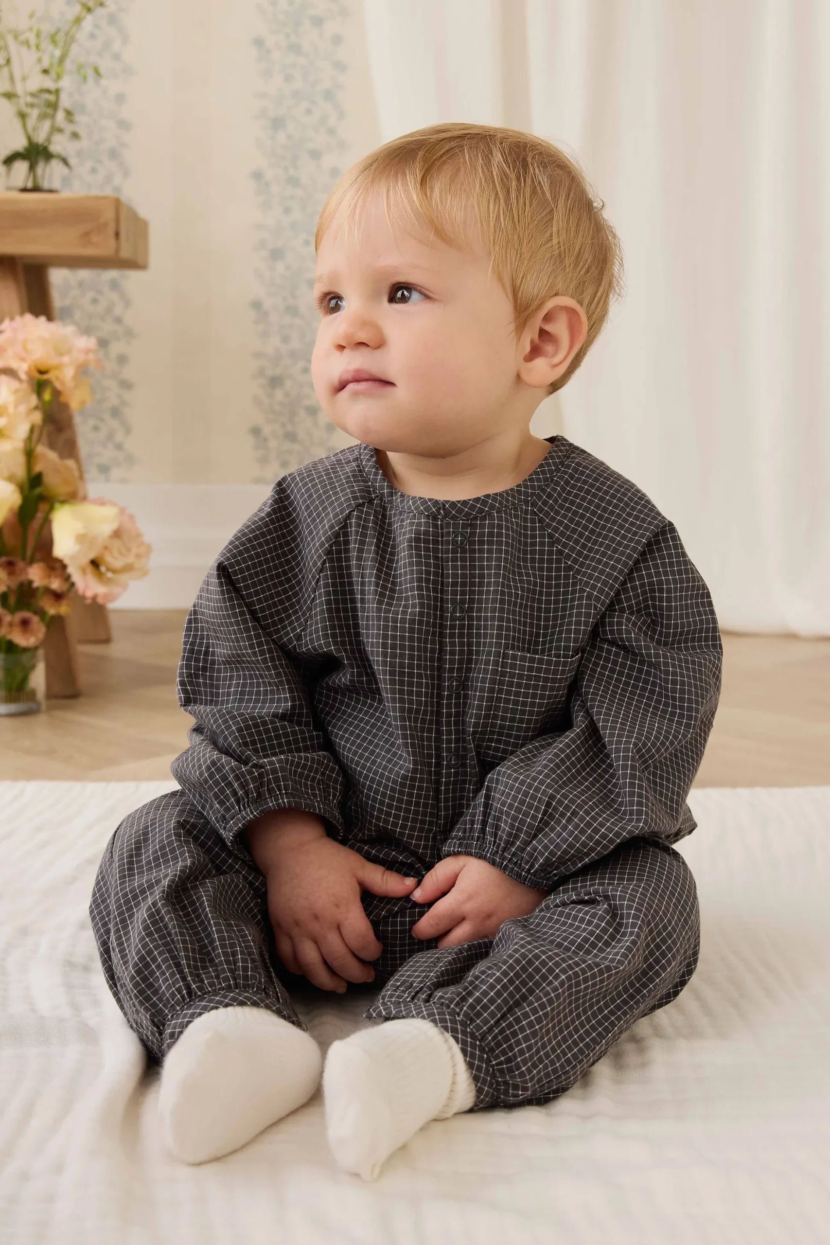 Organic Cotton Milton Onepiece - Basalt Grid