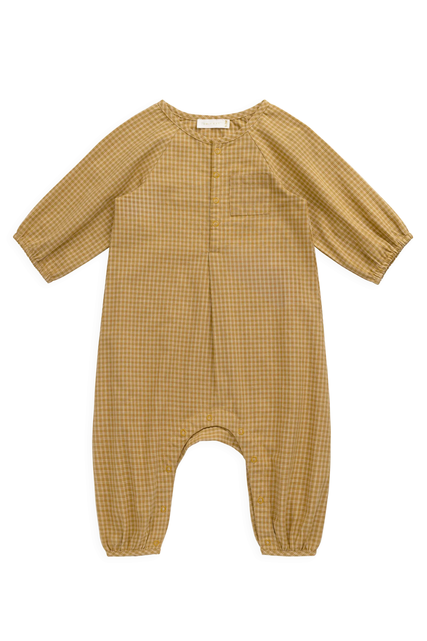 Organic Cotton Milton Onepiece - Windowpane Check Buckwheat