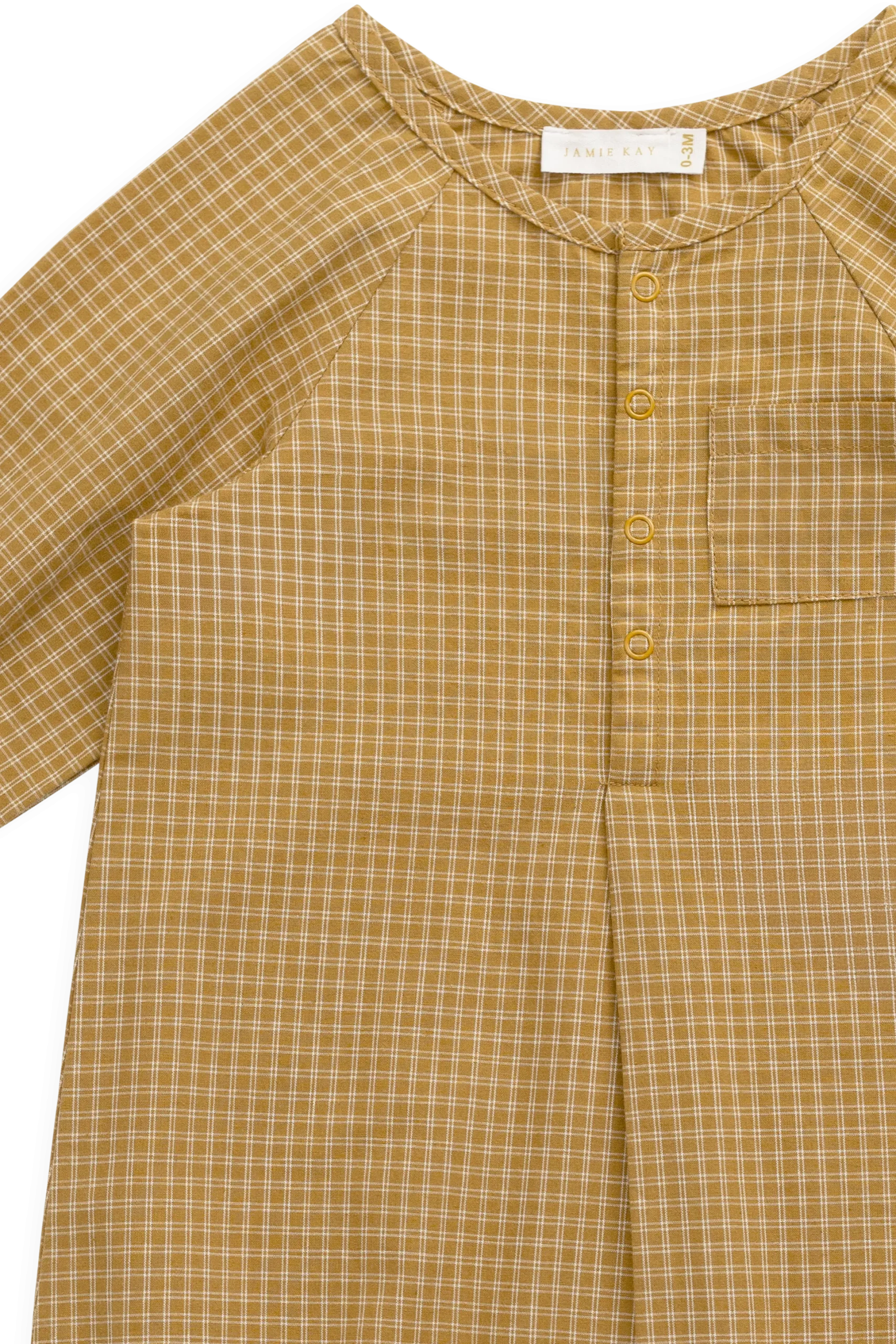 Organic Cotton Milton Onepiece - Windowpane Check Buckwheat