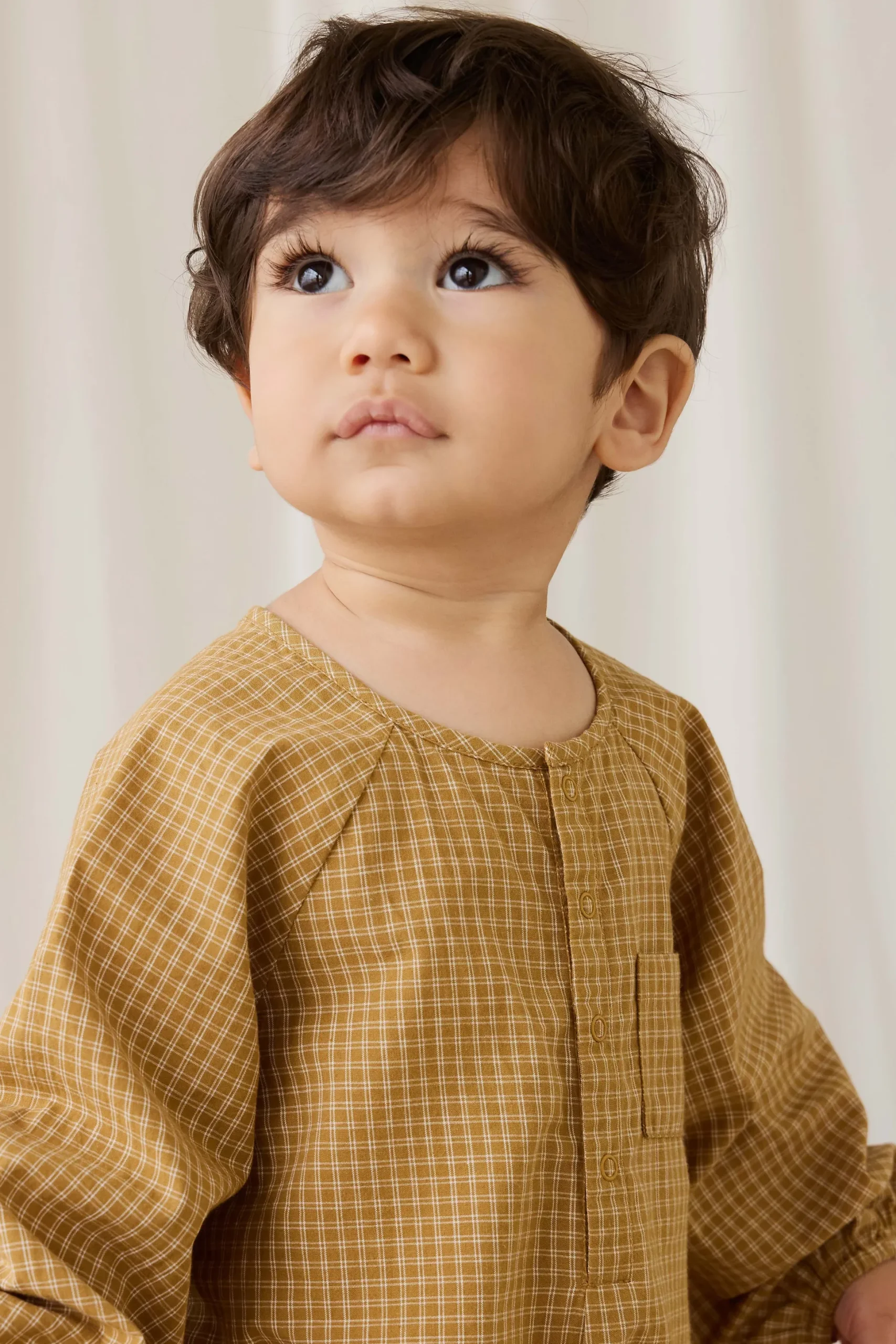 Organic Cotton Milton Onepiece - Windowpane Check Buckwheat