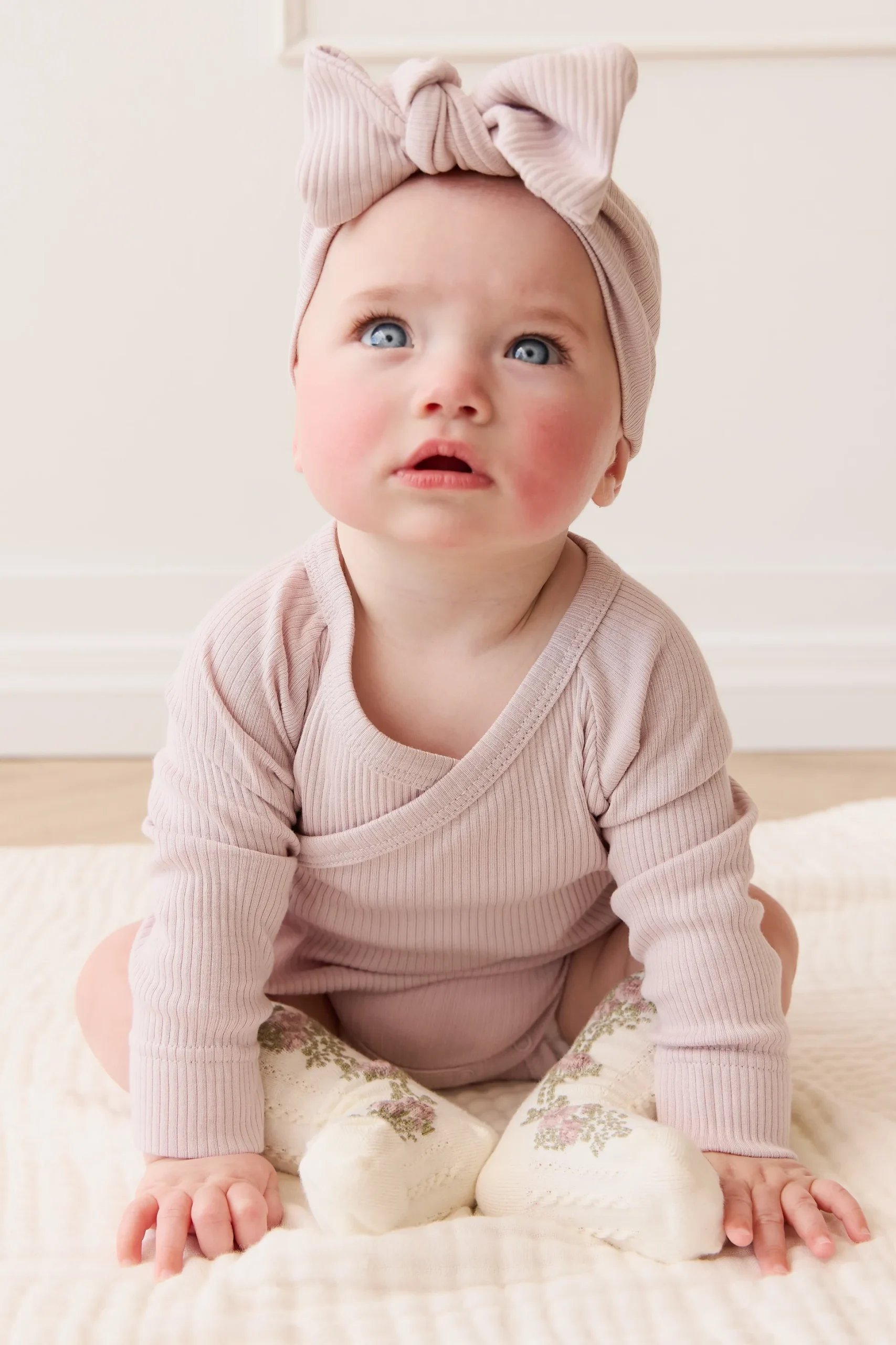 Organic Cotton Modal Marina Long Sleeve Bodysuit - Violet Tint