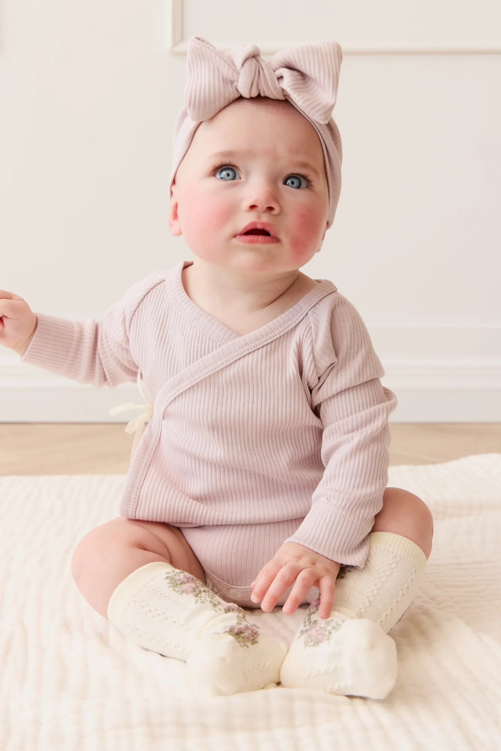 Organic Cotton Modal Marina Long Sleeve Bodysuit - Violet Tint