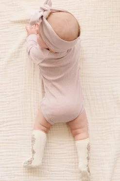 Organic Cotton Modal Marina Long Sleeve Bodysuit - Violet Tint
