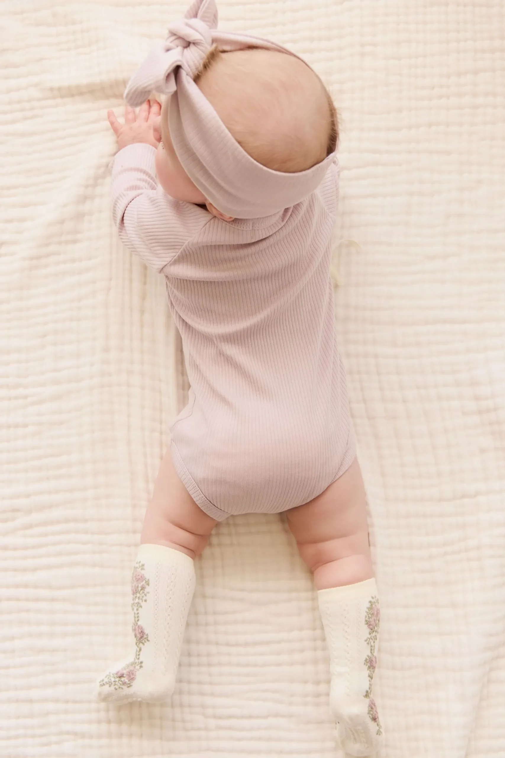Organic Cotton Modal Marina Long Sleeve Bodysuit - Violet Tint