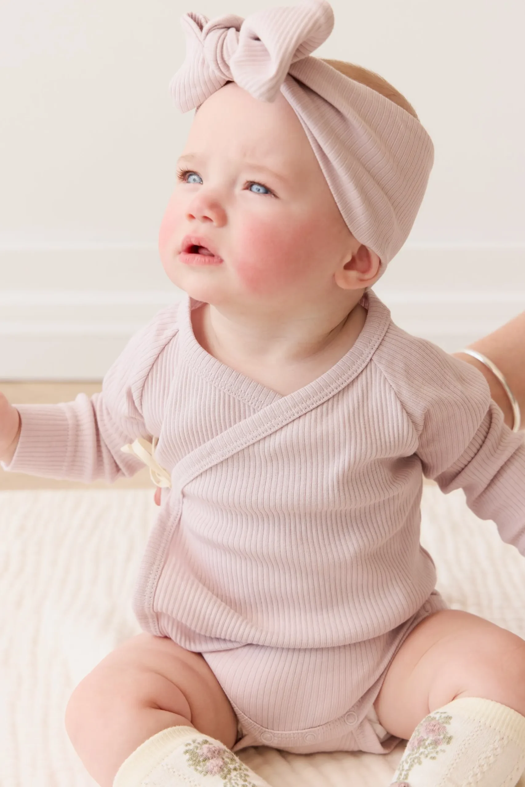 Organic Cotton Modal Marina Long Sleeve Bodysuit - Violet Tint