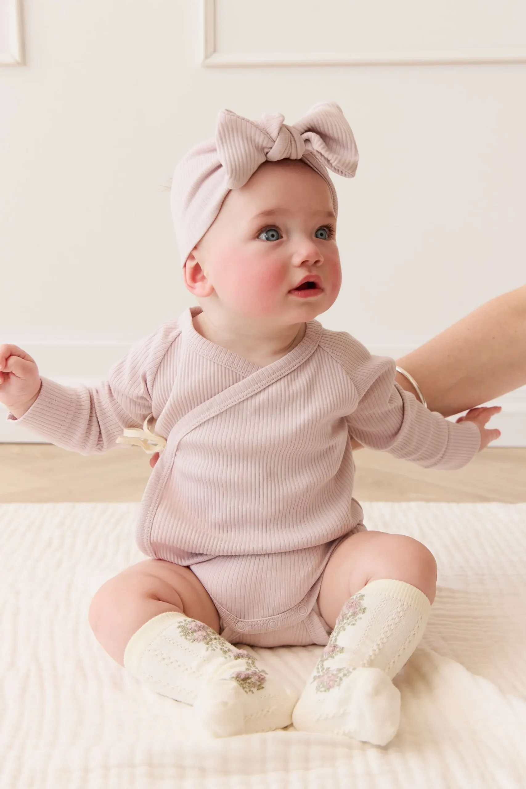 Organic Cotton Modal Marina Long Sleeve Bodysuit - Violet Tint