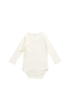 Organic Cotton Modal Marina Long Sleeve Bodysuit - Parchment