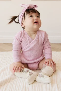 Organic Cotton Modal Marina Long Sleeve Bodysuit - Orchid Marle