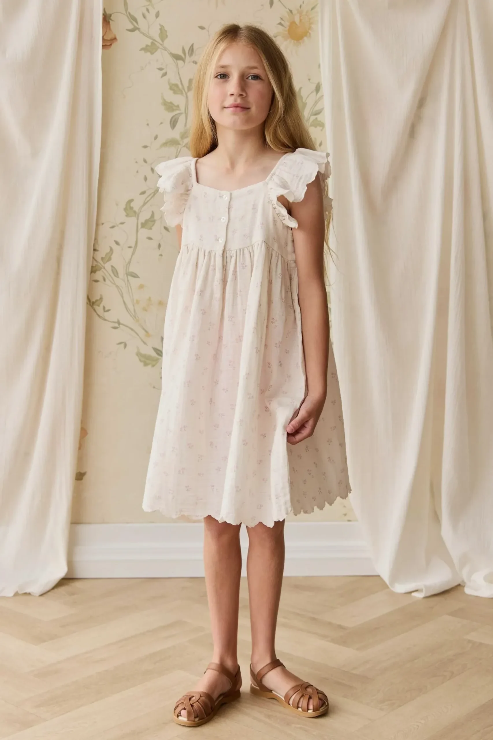 Organic Cotton Muslin Annalise Dress - Pauline Pink