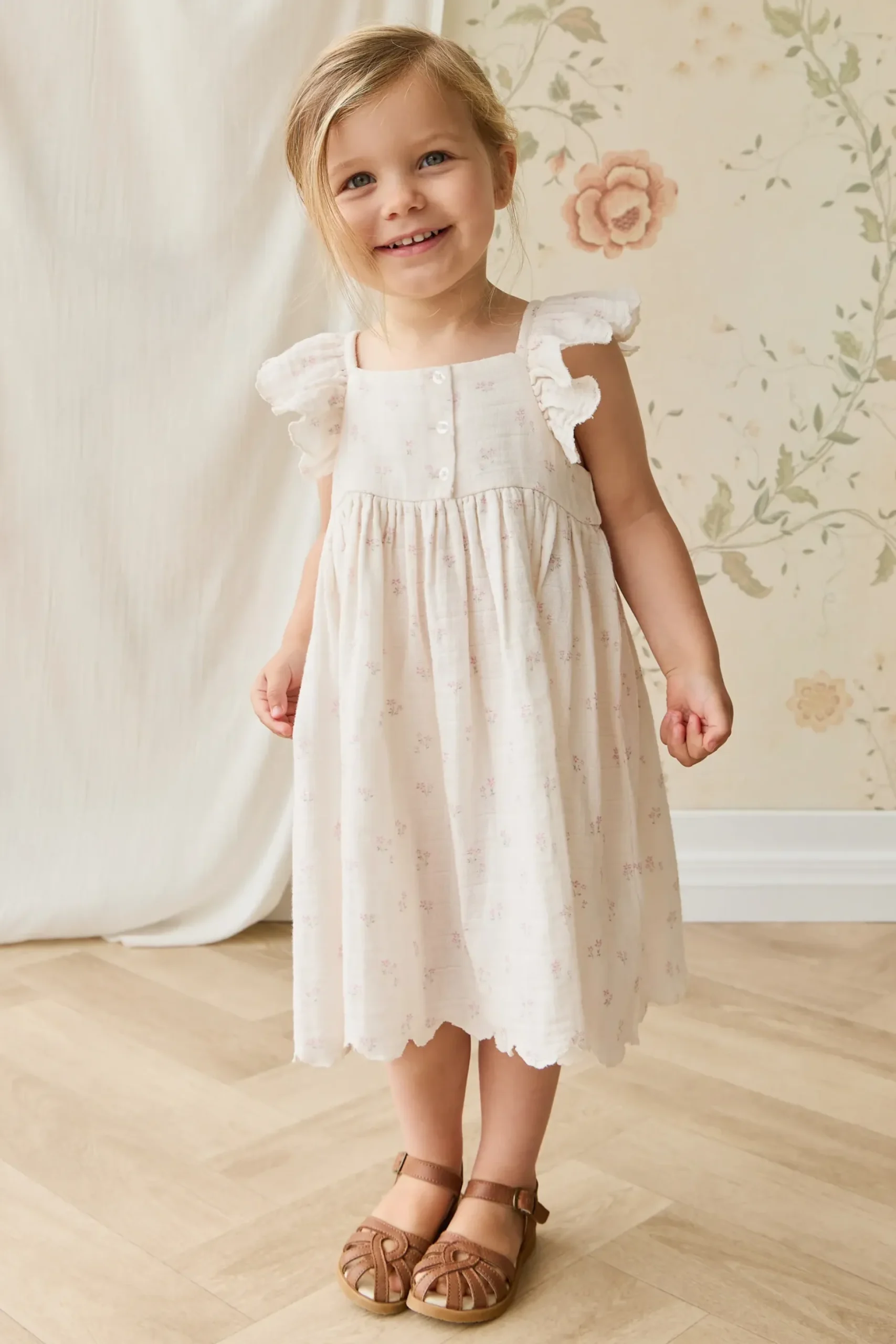 Organic Cotton Muslin Annalise Dress - Pauline Pink