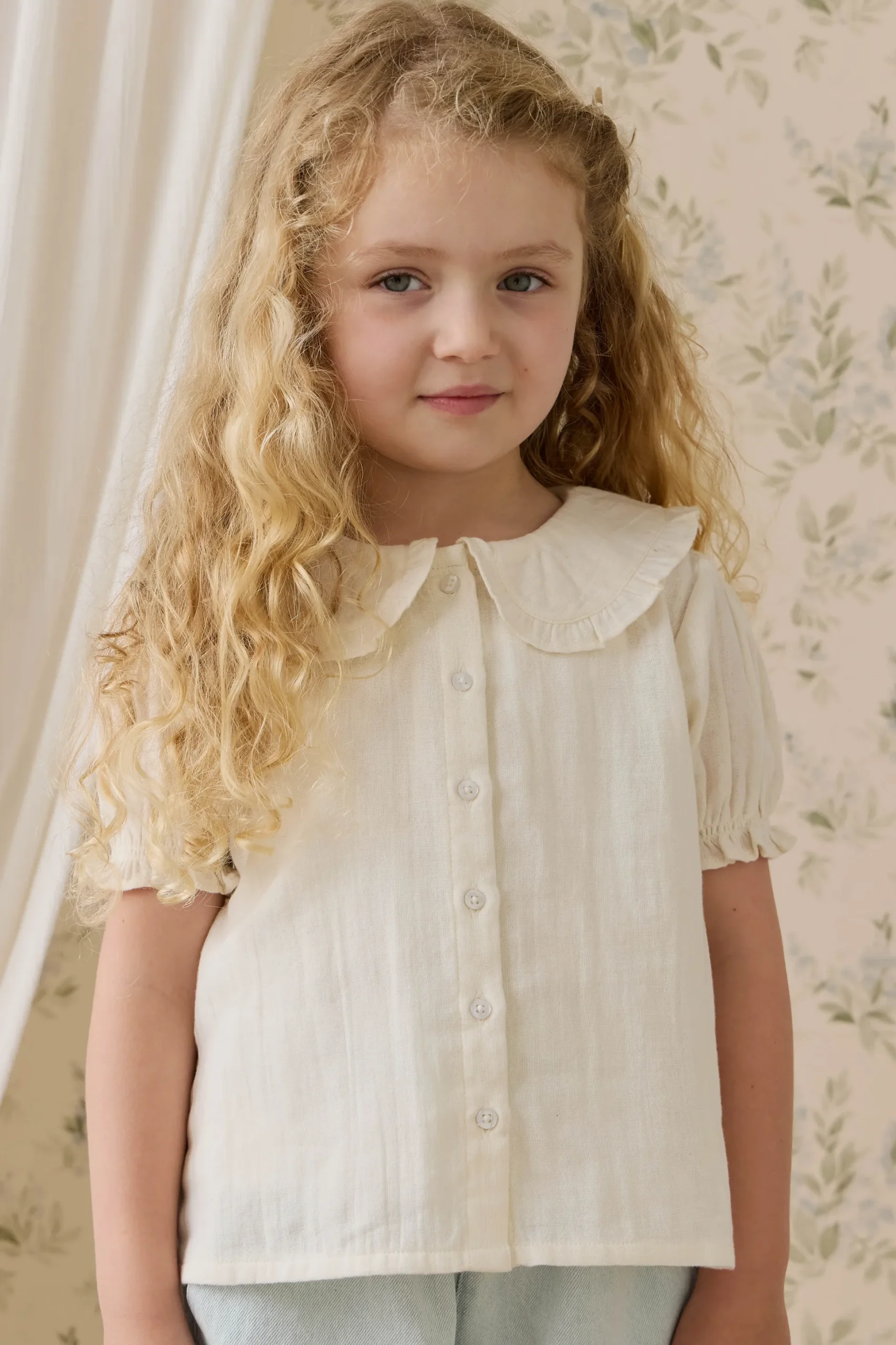 Organic Cotton Muslin Bowie Blouse - Parchment