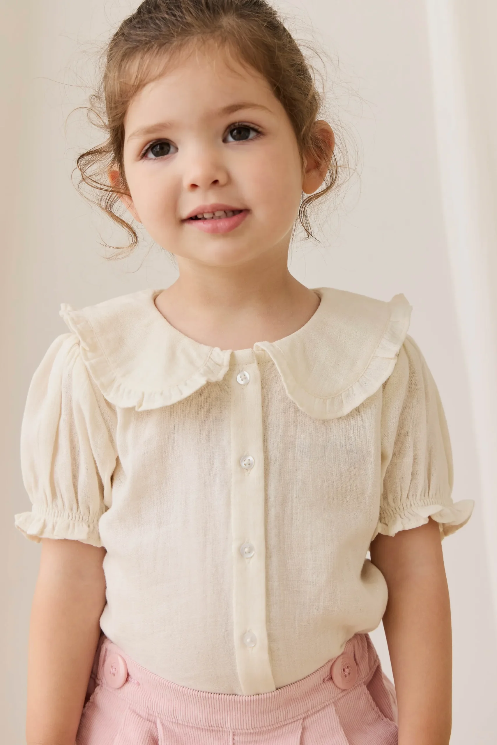 Organic Cotton Muslin Bowie Blouse - Parchment