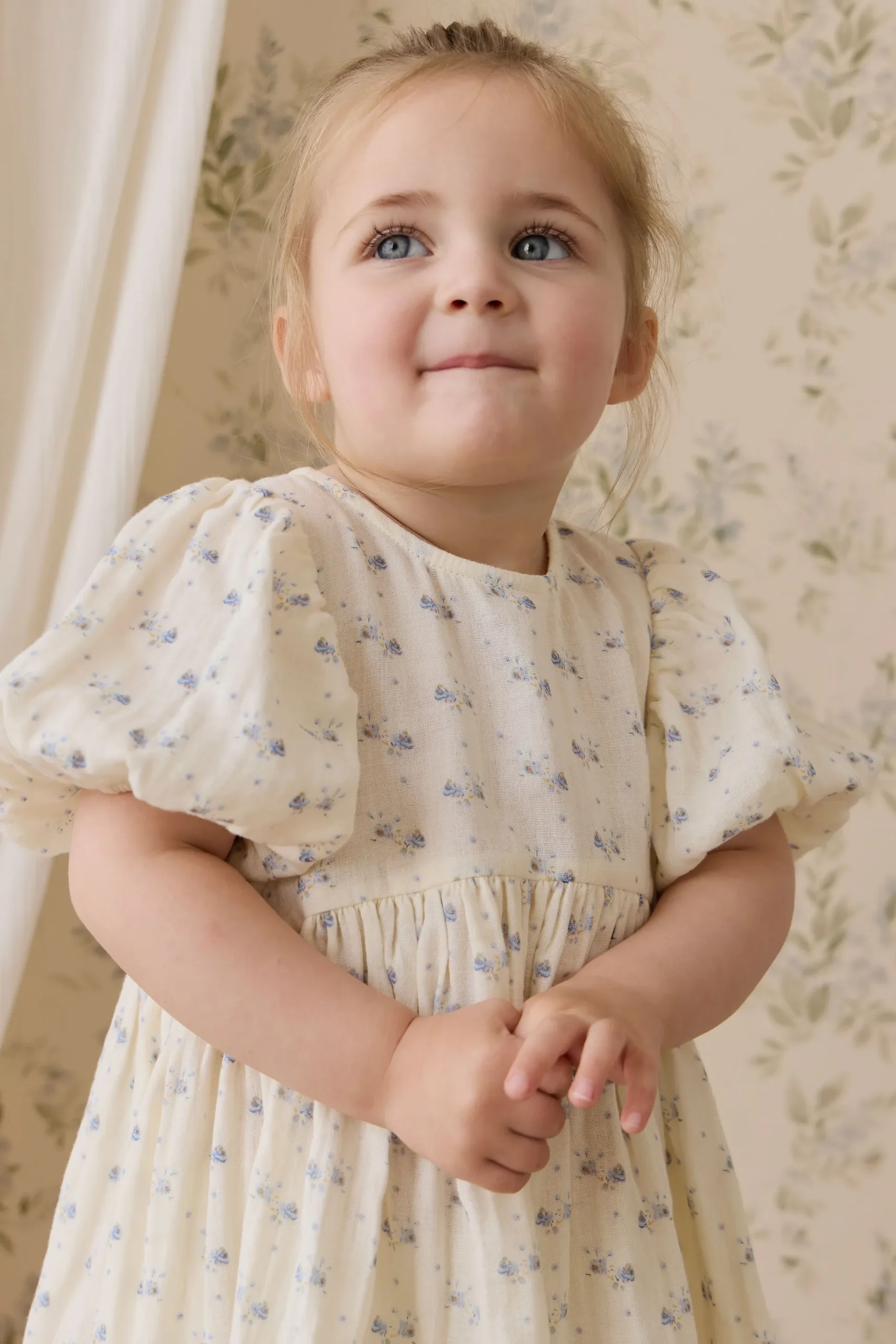 Organic Cotton Muslin Frannie Dress-Molly Blue