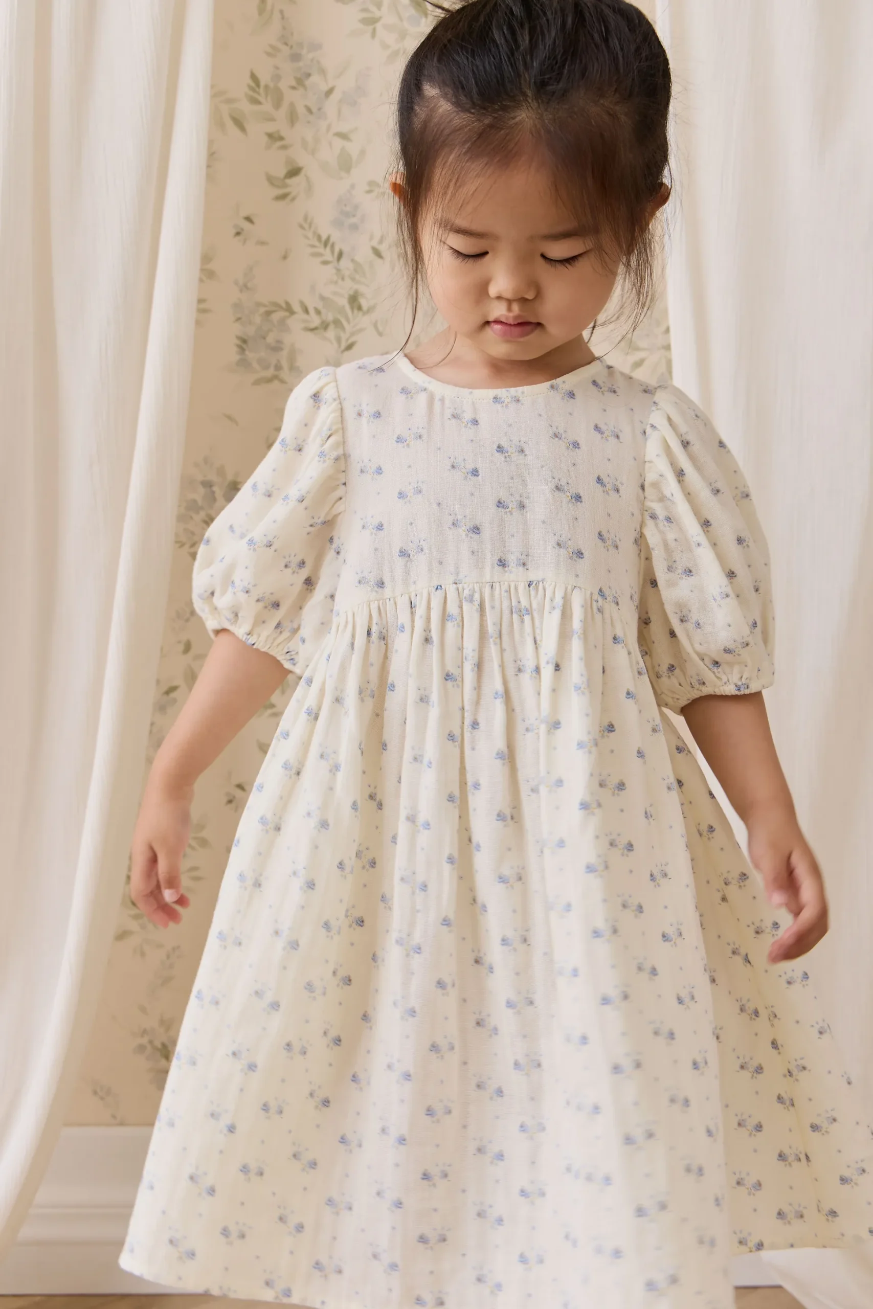 Organic Cotton Muslin Frannie Dress-Molly Blue